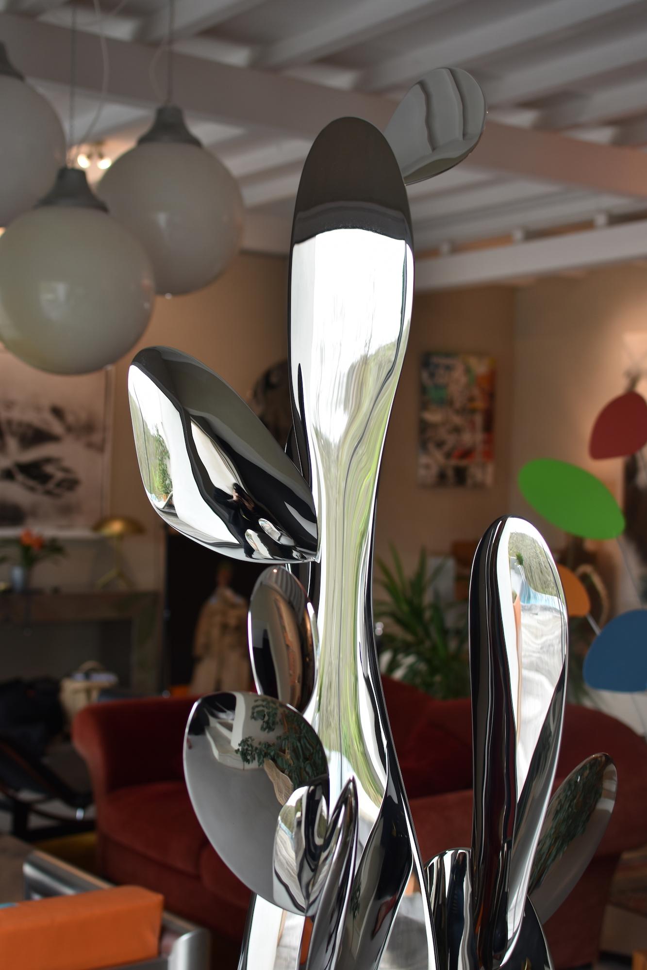 Kaktus by Franck K - Stainless steel sculpture, reflections, light, vision For Sale 9