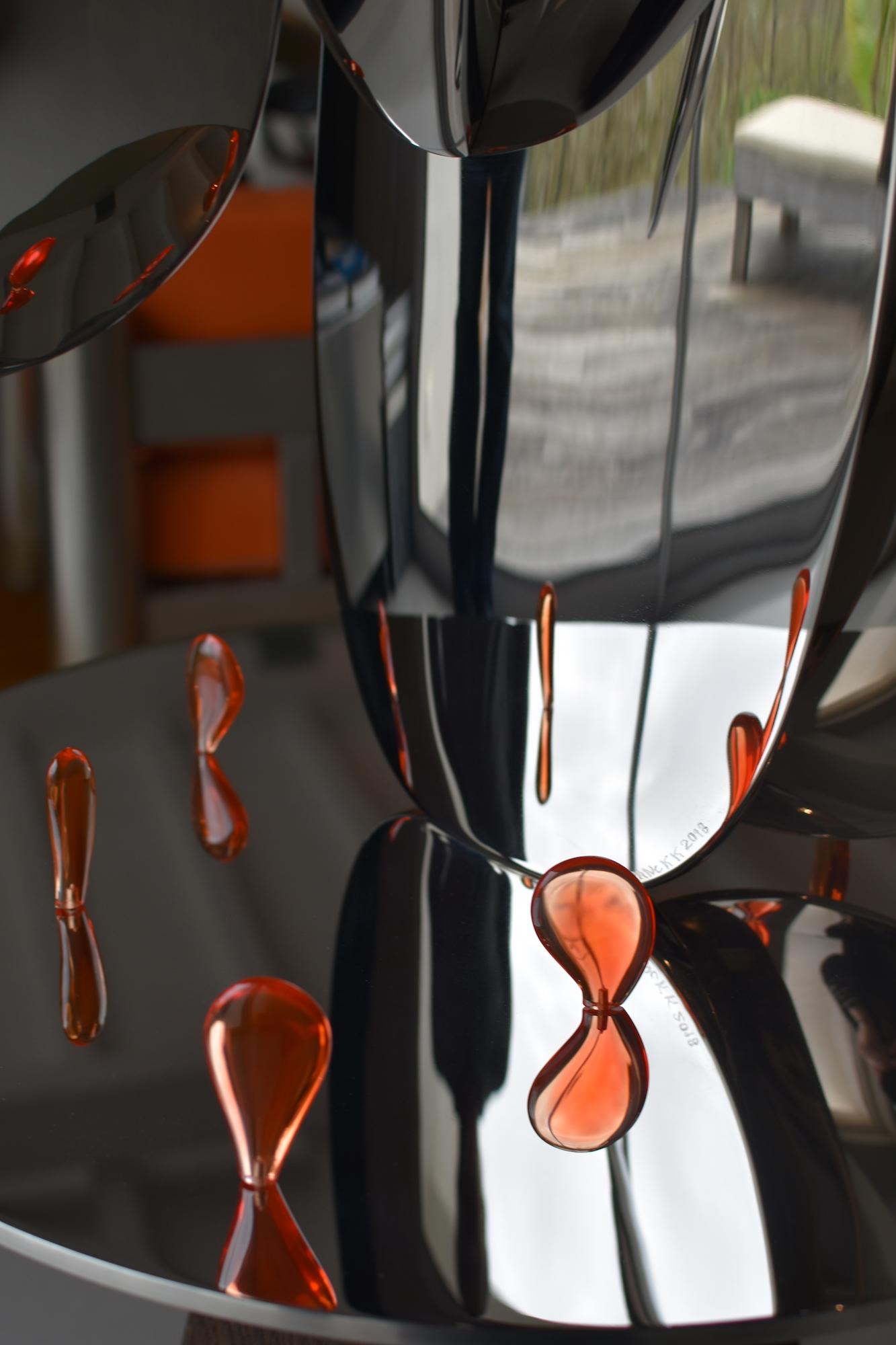 Kaktus by Franck K - Stainless steel sculpture, reflections, light, vision For Sale 12