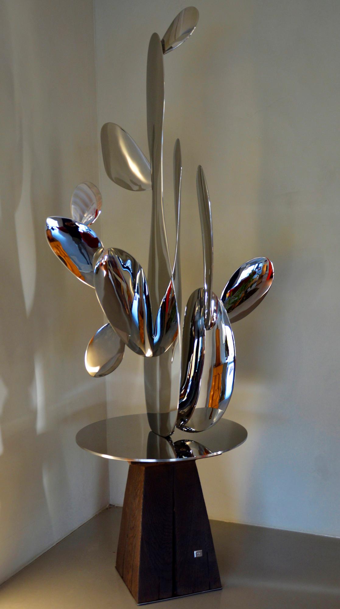 Kaktus by Franck K - Stainless steel sculpture, reflections, light, vision For Sale 2