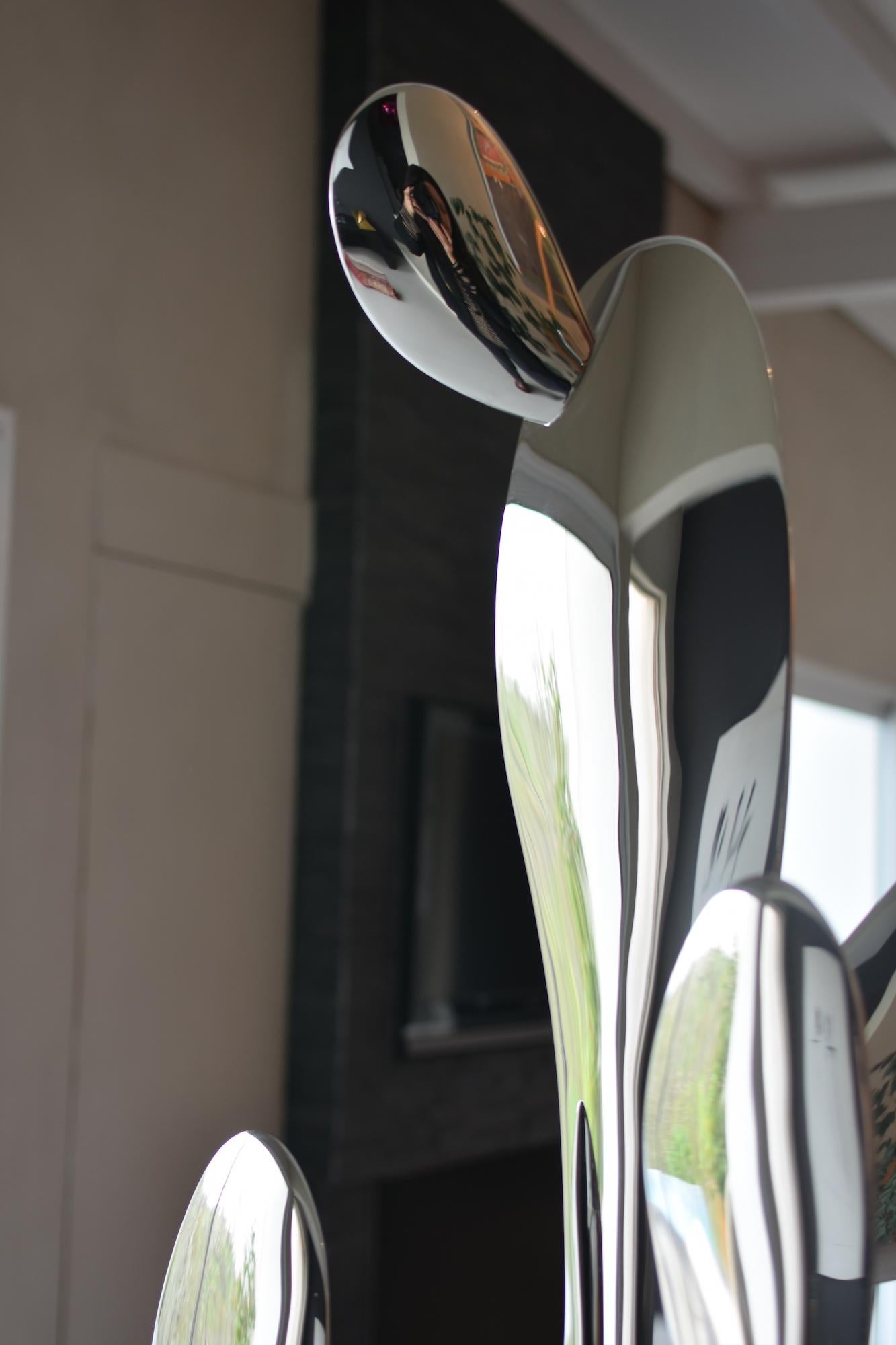 Kaktus by Franck K - Stainless steel sculpture, reflections, light, vision For Sale 5