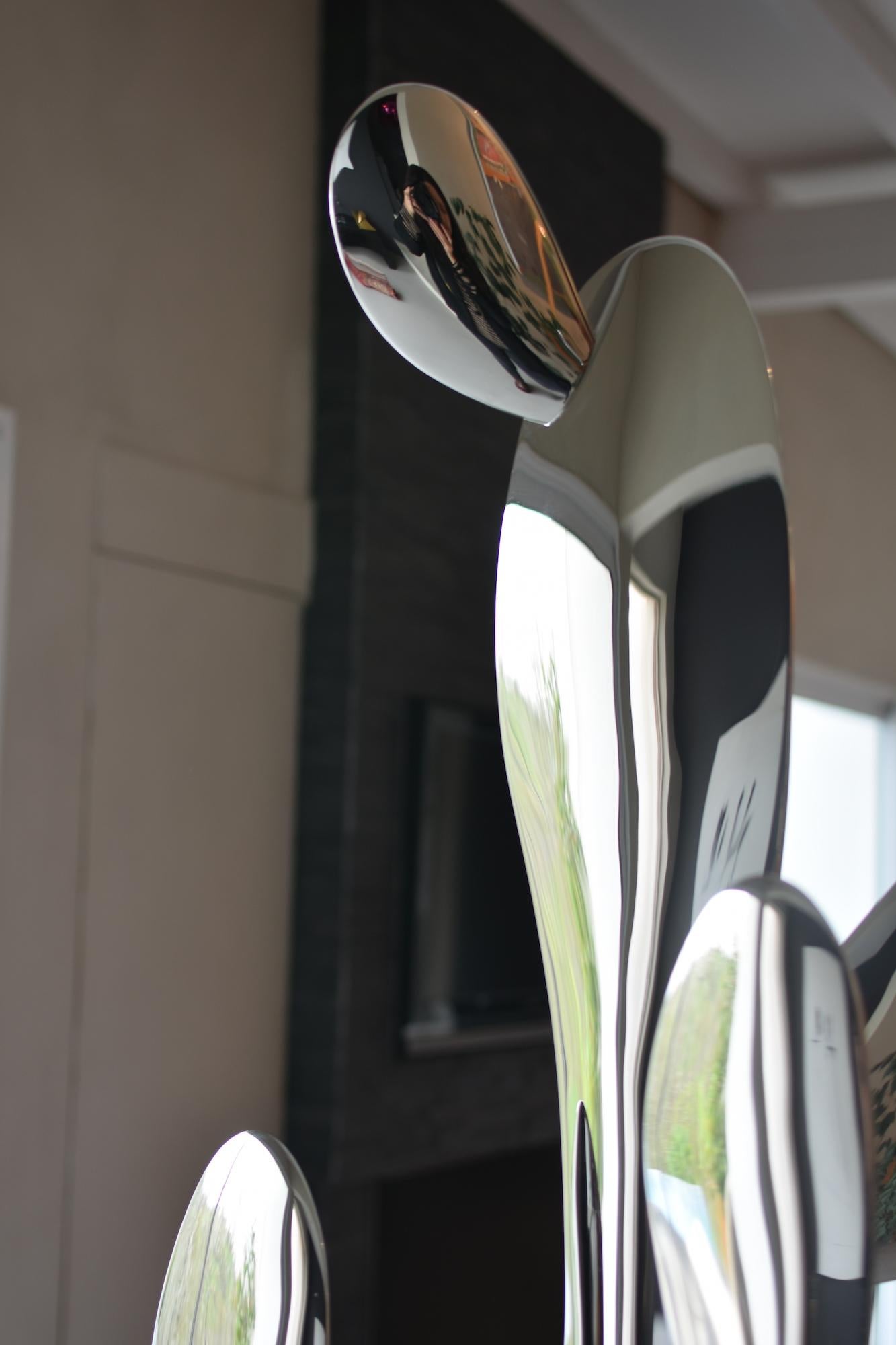 Kaktus de Franck K - Sculpture en acier inoxydable, reflets, lumière, vision en vente 5