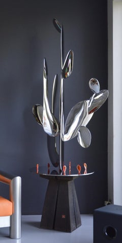 Kaktus de Franck K - Sculpture en acier inoxydable, reflets, lumière, vision