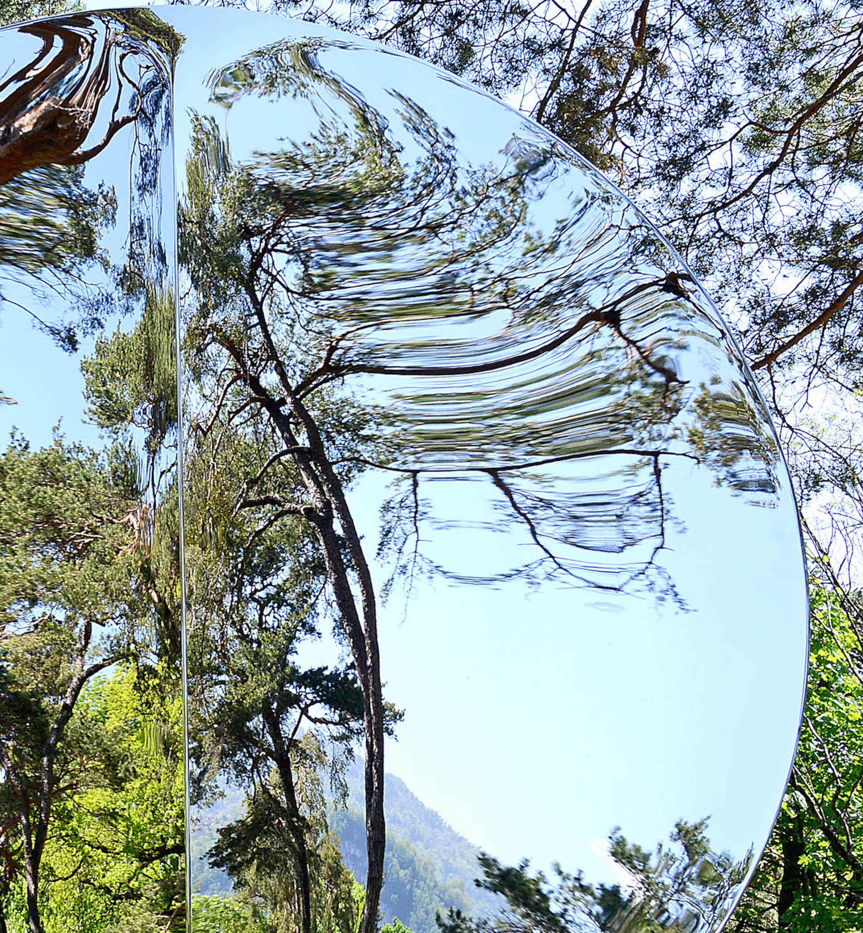 Miroir avec pli 148 de Franck K - Grande sculpture en acier inoxydable, reflet en vente 4
