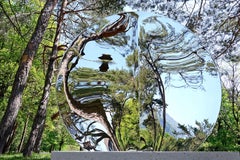 Mirror “with fold” 148 by Franck K - Large stainless steel sculpture, reflection