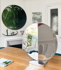 Mirror “with fold” I by Franck K - Stainless steel sculpture, reflection, light