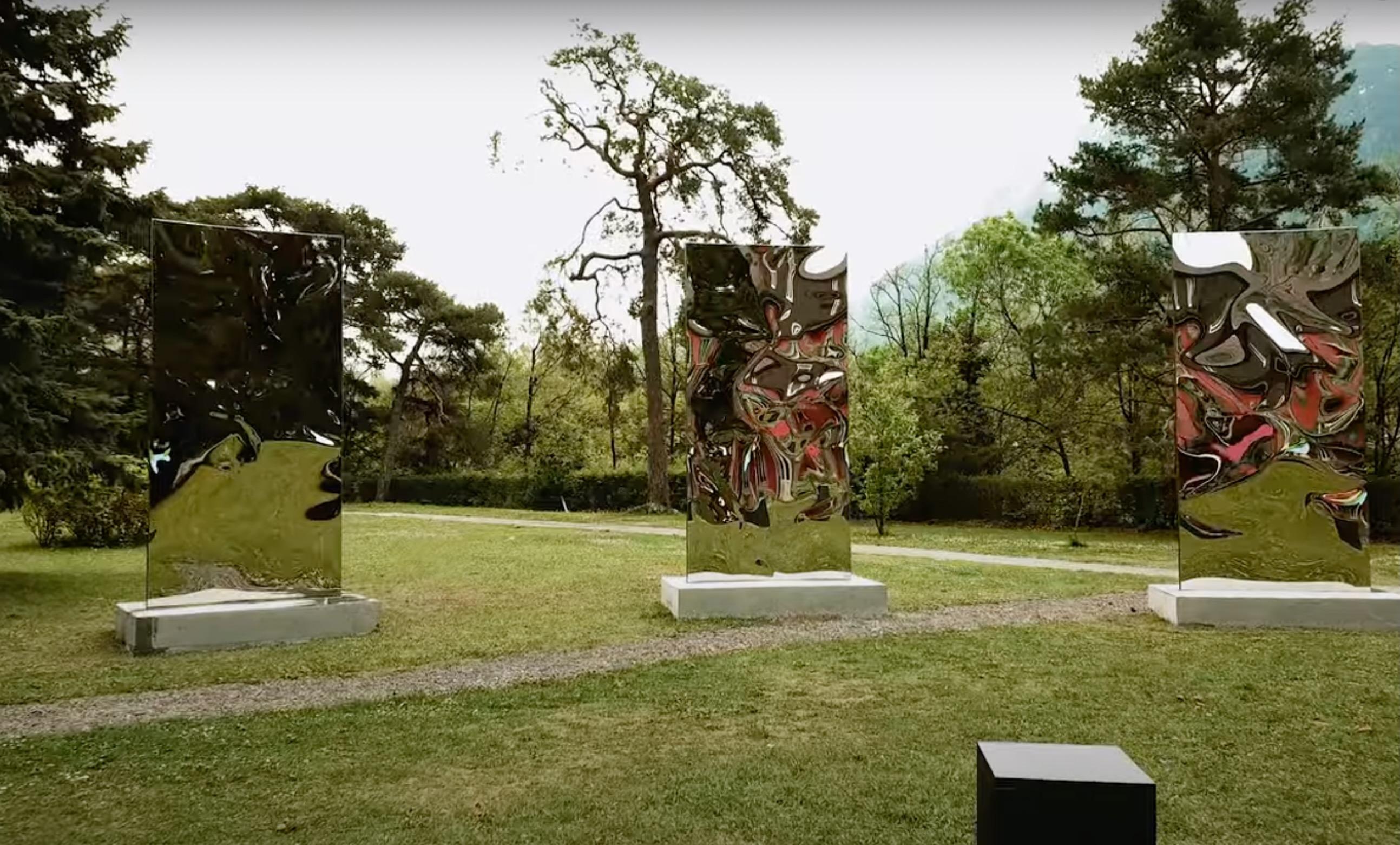 Psyché de Franck K - Installation de six sculptures, extérieur, colorées, acier en vente 9