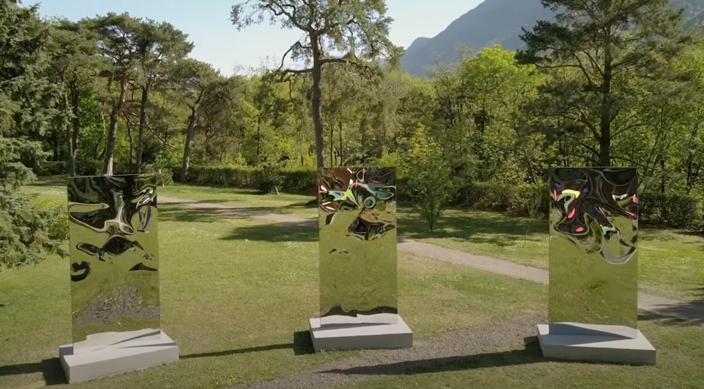 Psyché de Franck K - Installation de six sculptures, extérieur, colorées, acier en vente 11