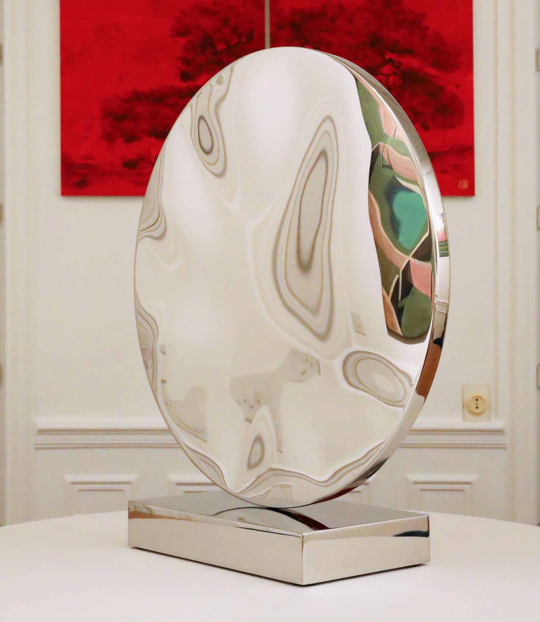 Miroir Shattered I de Franck K - Sculpture en acier inoxydable, reflet, lumière en vente 5