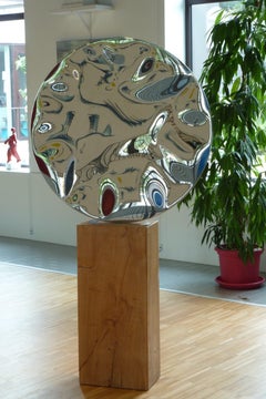 “Shattered” mirror II by Franck K - Stainless steel sculpture, reflection, light