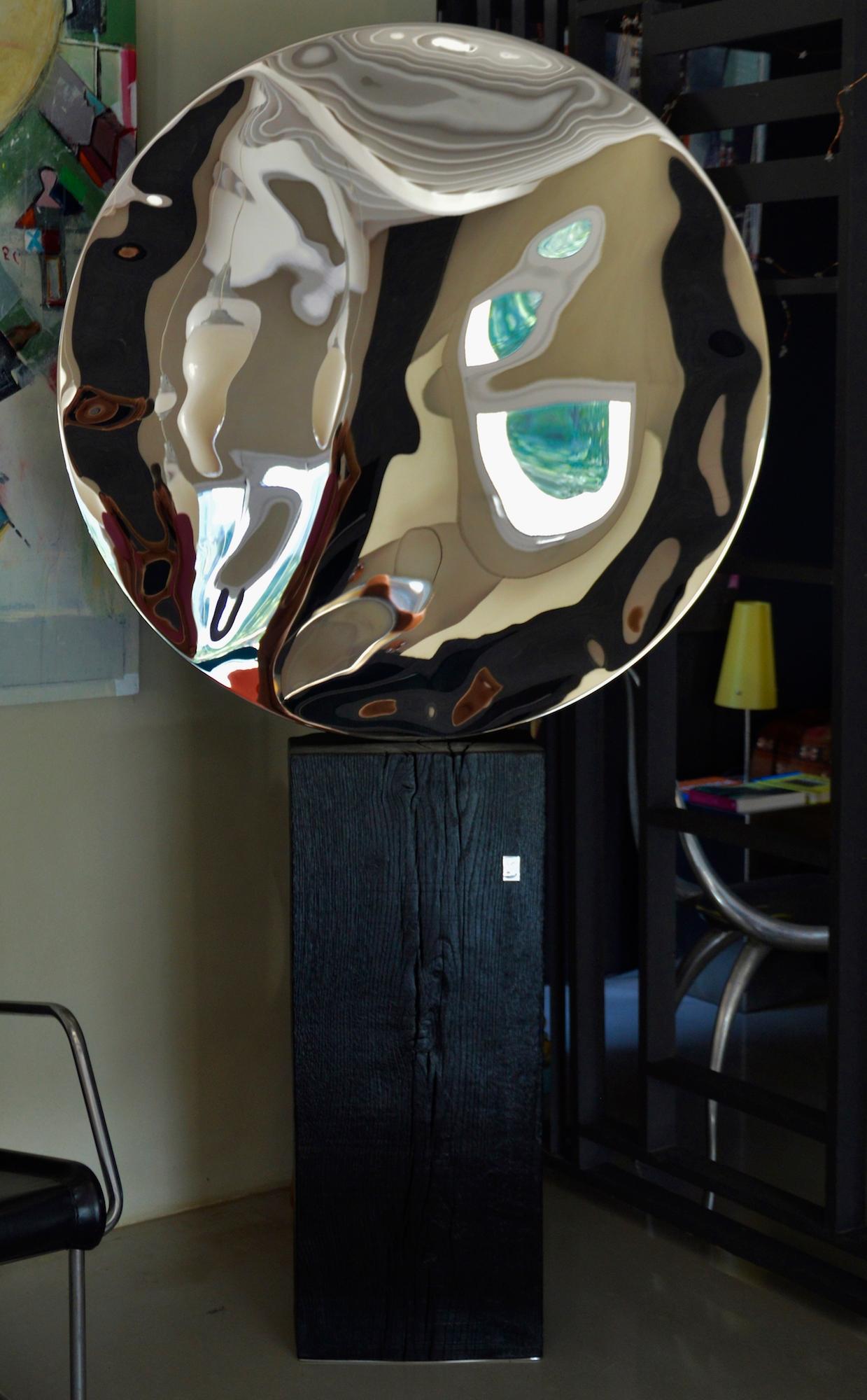 ��“Shattered” mirror II by Franck K - Stainless steel sculpture, reflection, light in vendita 3