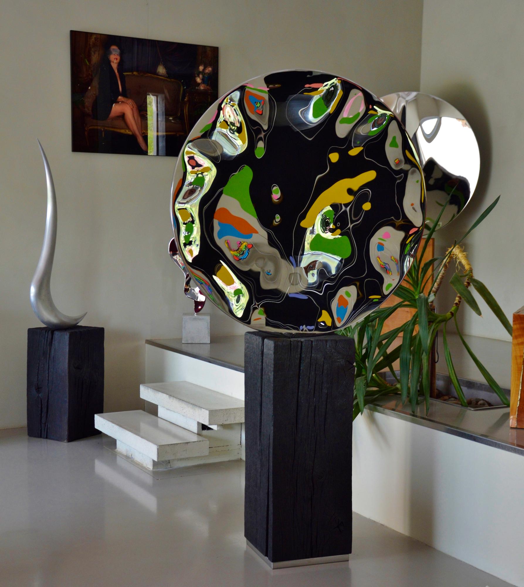 Miroir Shattered II de Franck K - Sculpture en acier inoxydable, reflet, lumière en vente 4