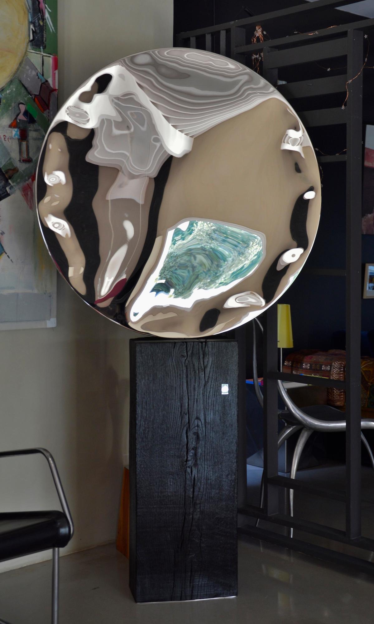 Miroir Shattered II de Franck K - Sculpture en acier inoxydable, reflet, lumière en vente 5