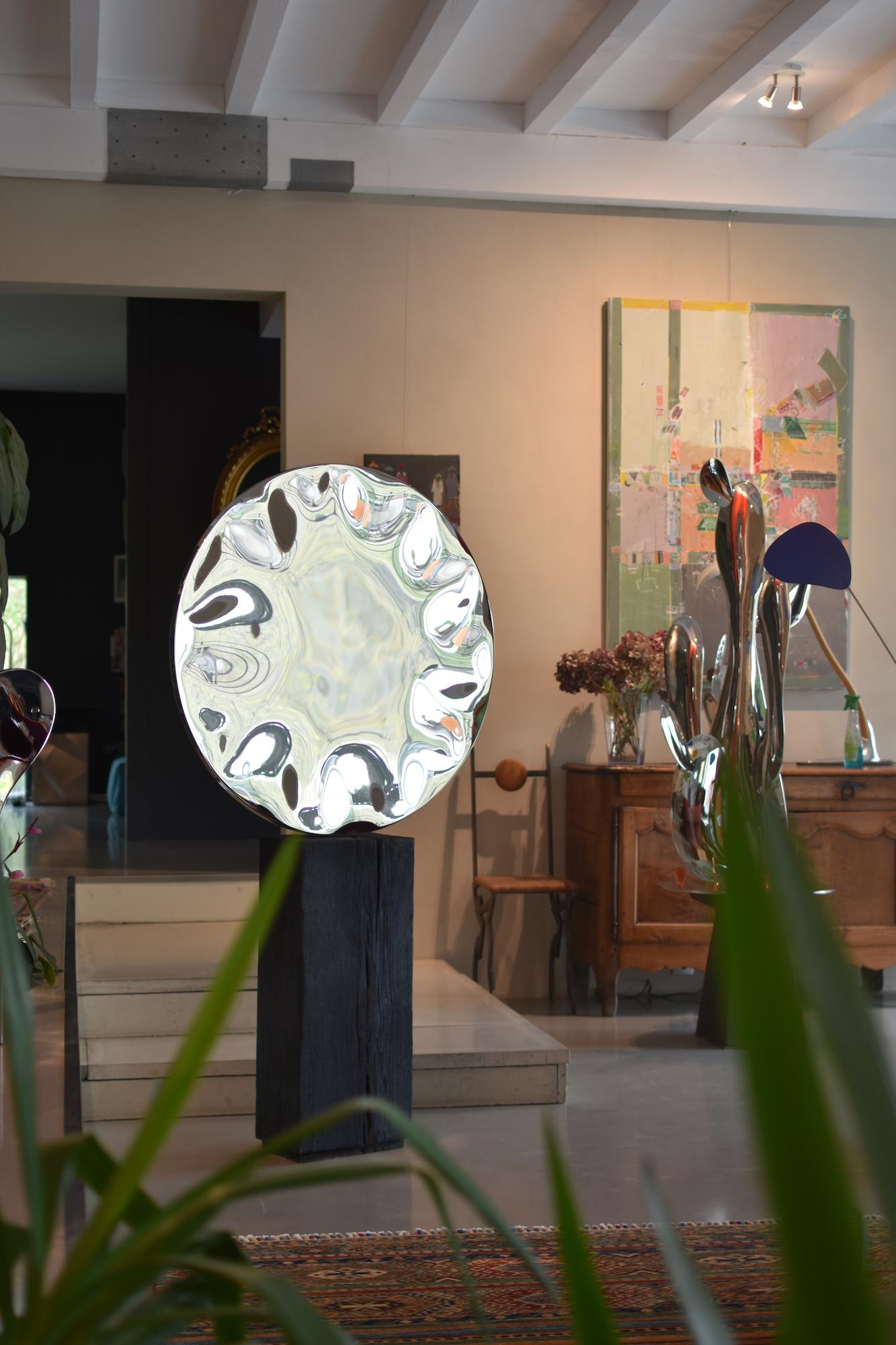 “Shattered” mirror II by Franck K - Stainless steel sculpture, reflection, light For Sale 6