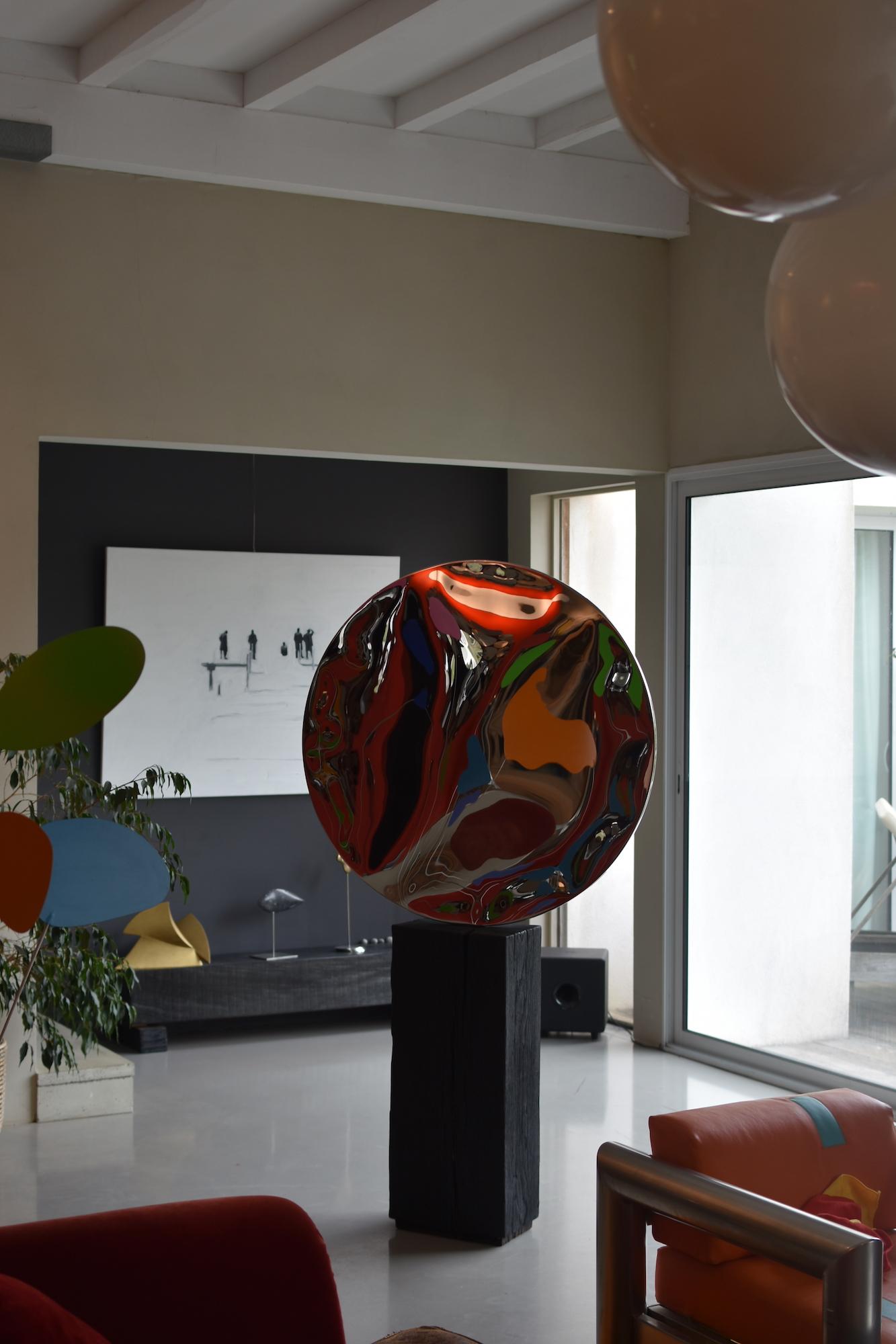 “Shattered” mirror II by Franck K - Stainless steel sculpture, reflection, light in vendita 7
