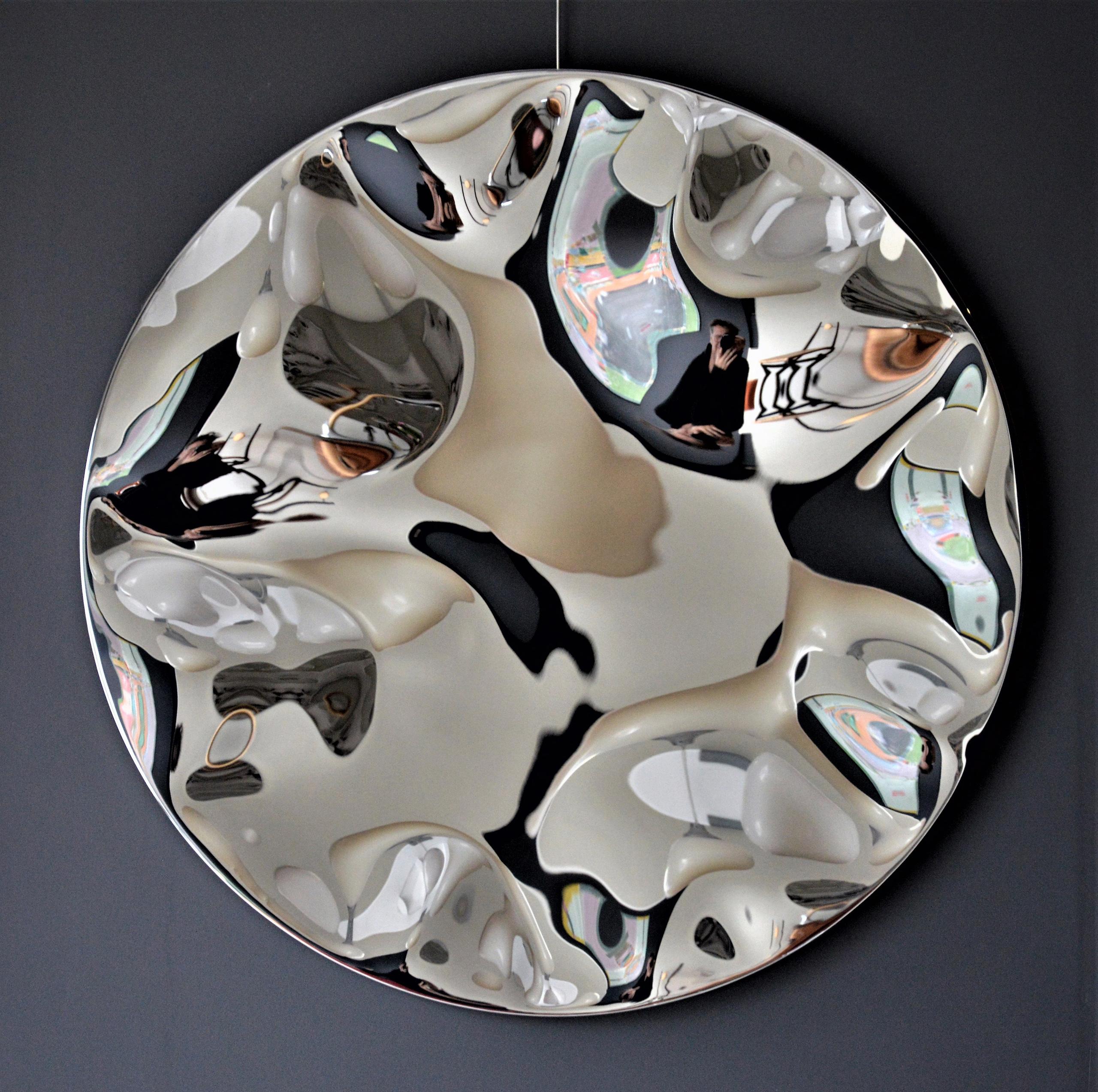“Shattered” wall mirror I by Franck K - Stainless steel sculpture, reflection For Sale 2