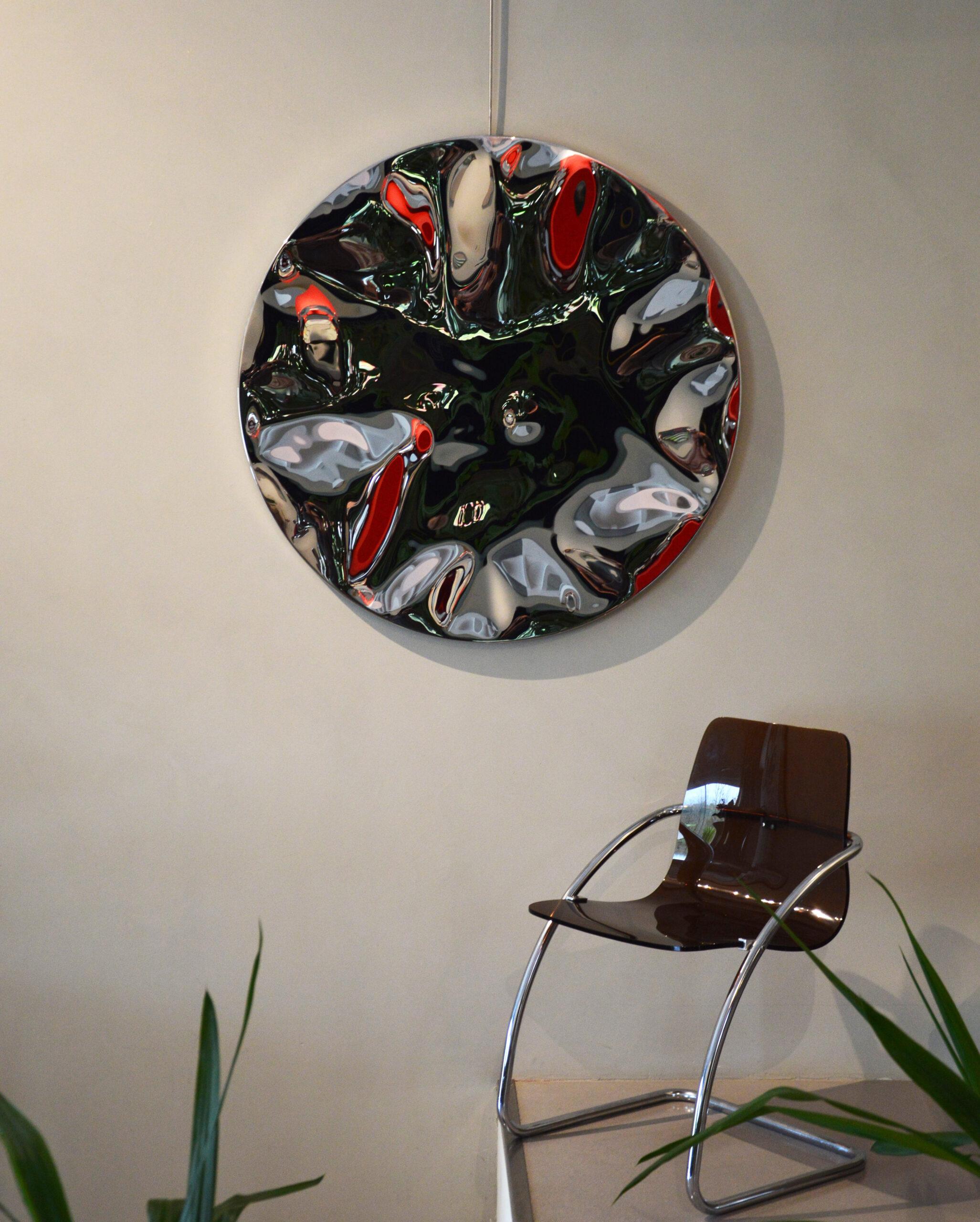 “Shattered” wall mirror I by Franck K - steel wall sculpture, reflection For Sale 3