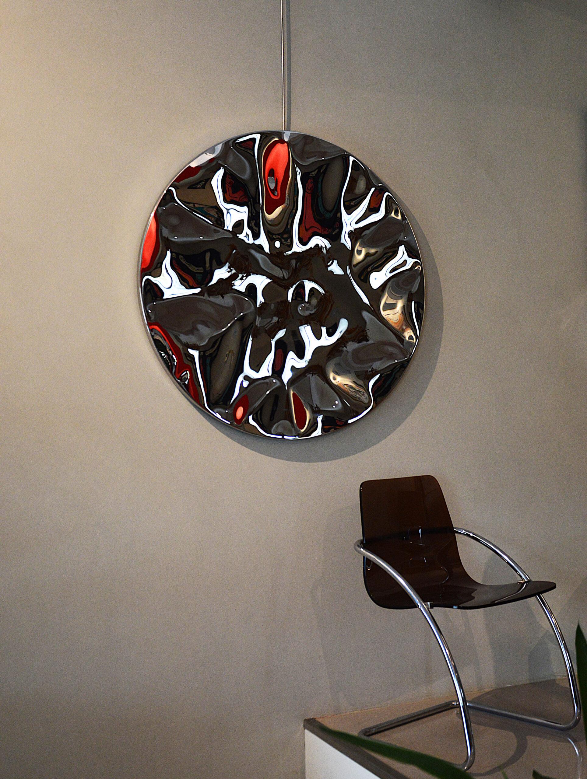 “Shattered” wall mirror I by Franck K - steel wall sculpture, reflection For Sale 4