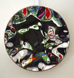 “Shattered” wall mirror III by Franck K - Stainless steel sculpture, reflection