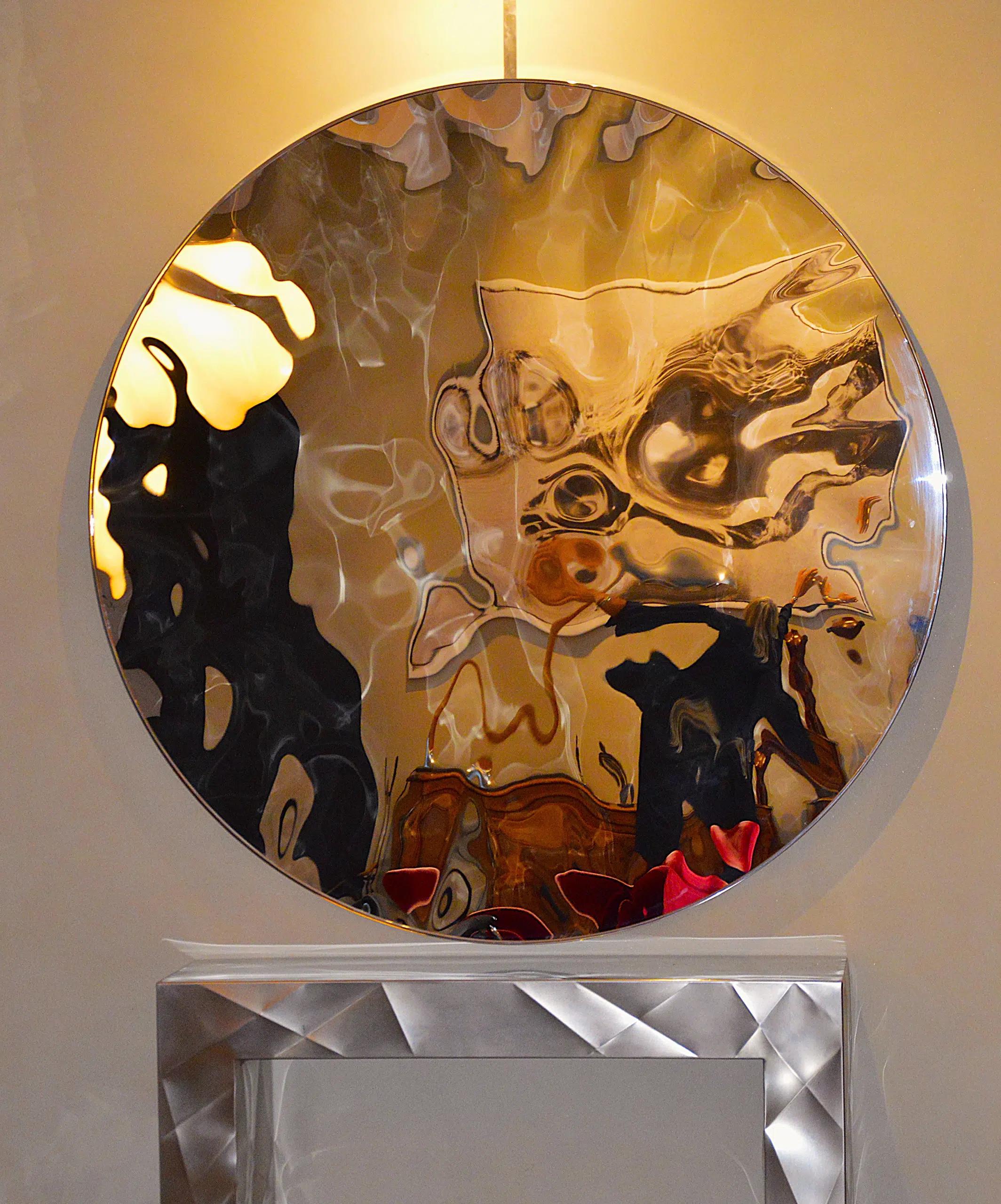 Shattered wall mirror IV by Franck K - Sculpture en acier inoxydable, art cinétique en vente 7