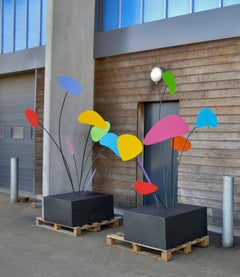 Stabile by Franck K - Painted stainless steel sculpture, outdoor, colourful