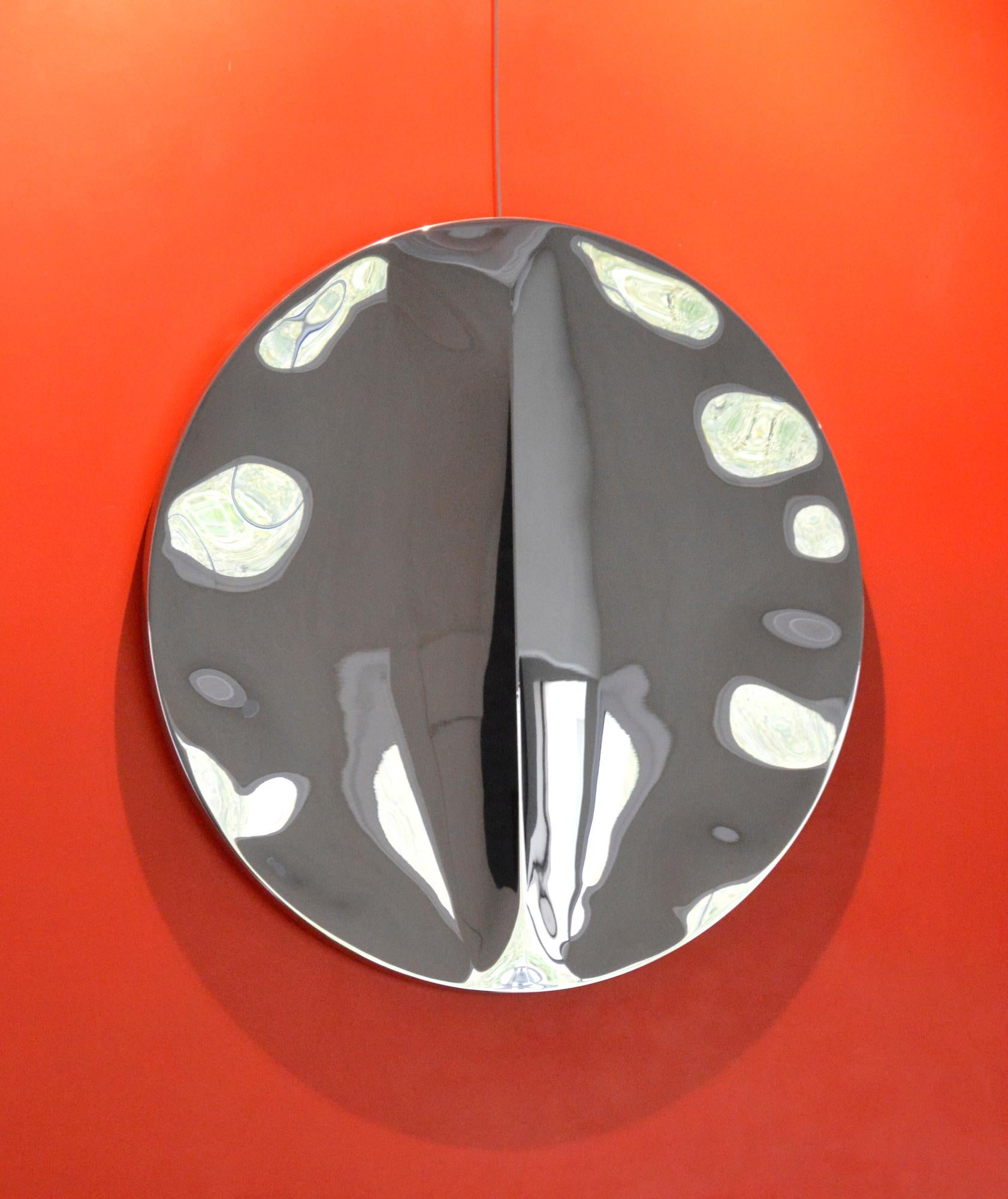 Wall mirror “with fold” I by Franck K - Stainless steel sculpture, reflection For Sale 3