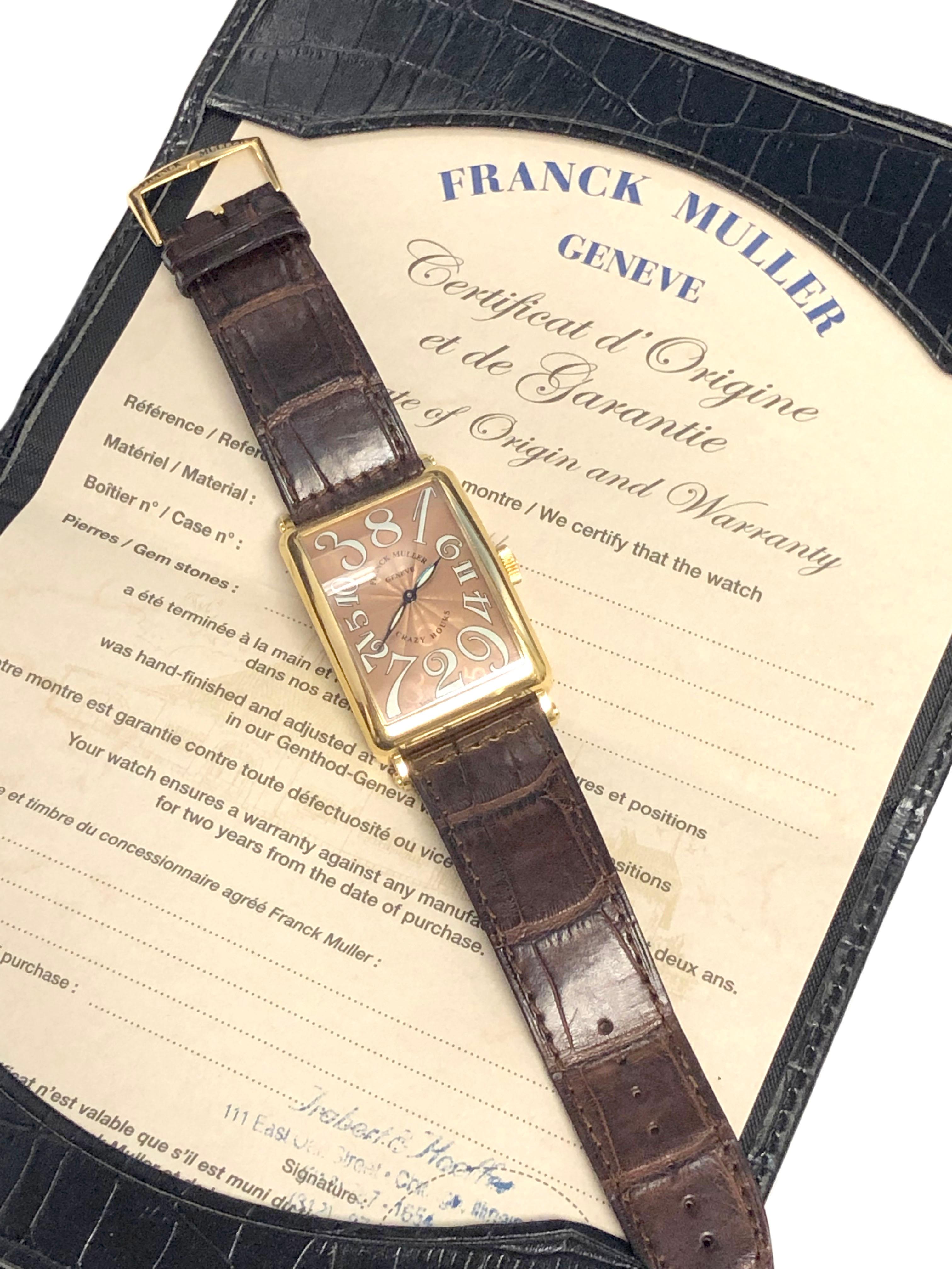 Franck Mueller 1200 CH Yellow Gold Long Island Crazy Hours Limited Edition In Excellent Condition In Chicago, IL