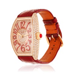 FRANCK MULLER 18K Rose Gold Diamond and Red Enamel Curvex CX Watch