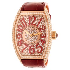 FRANCK MULLER 18K Rose Gold Diamond and Red Enamel Curvex CX Watch