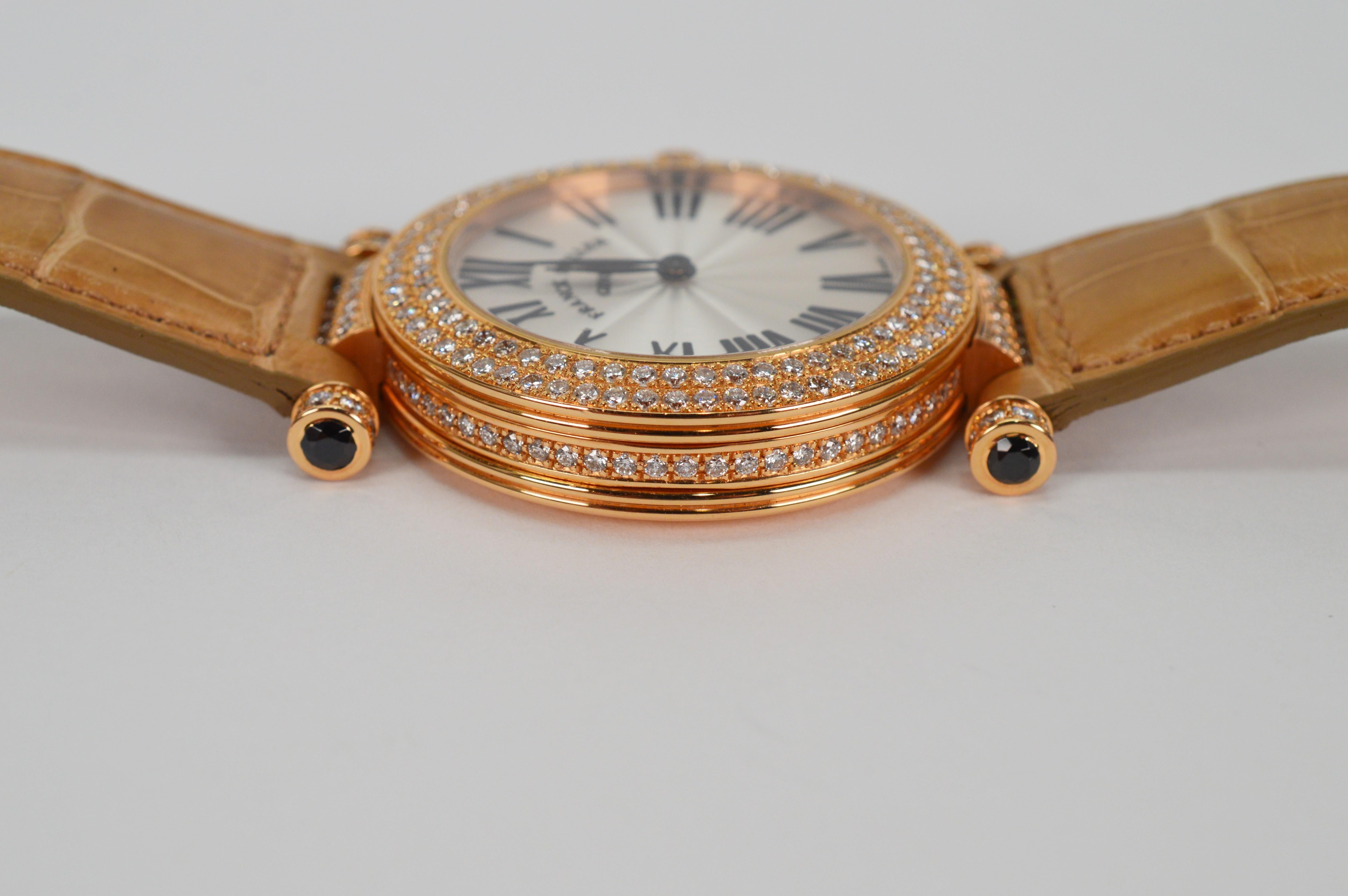Franck Muller Montre-bracelet de luxe pour femme en or rose 18 carats et diamants avec boîte en vente 8