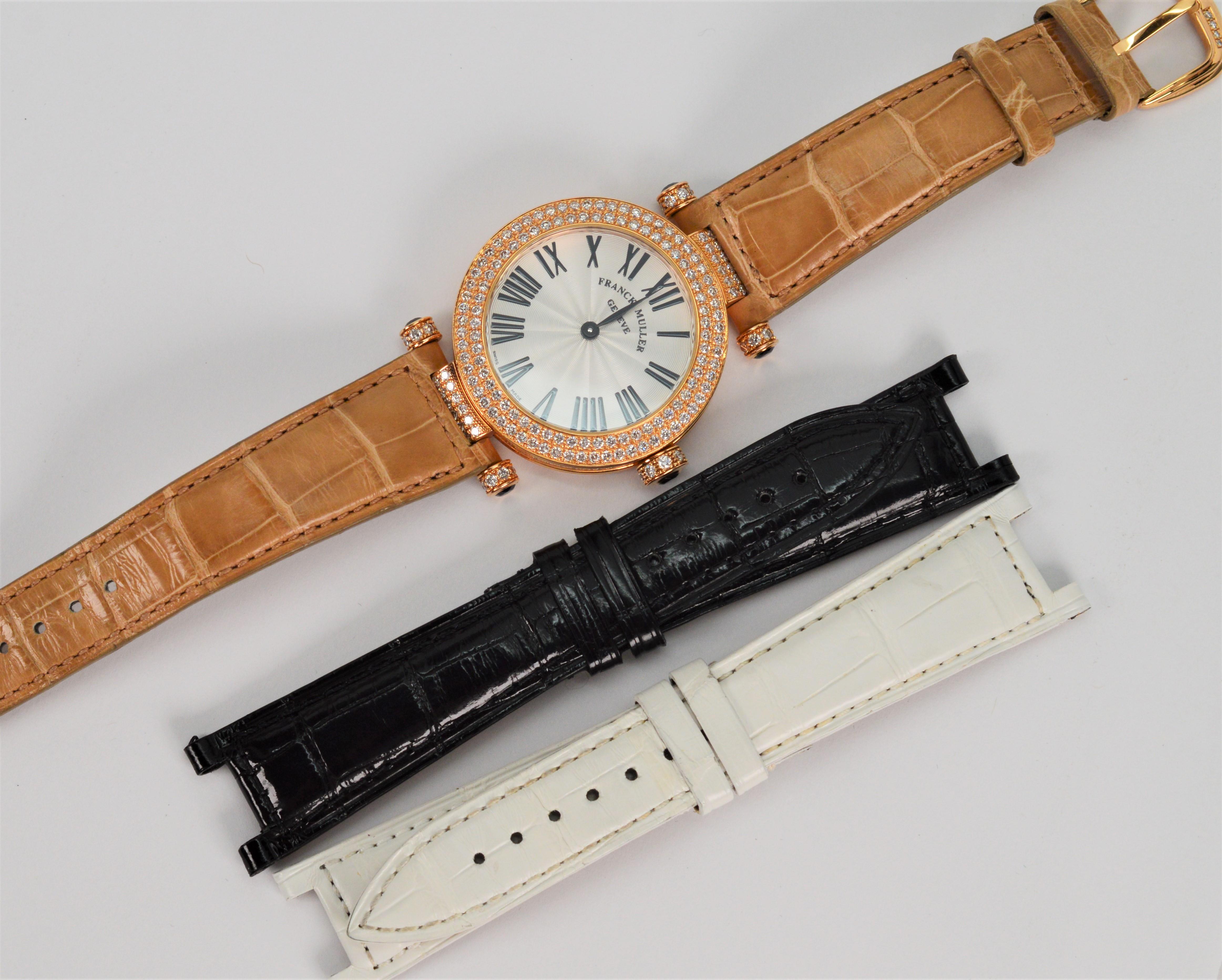 Franck Muller Montre-bracelet de luxe pour femme en or rose 18 carats et diamants avec boîte en vente 12