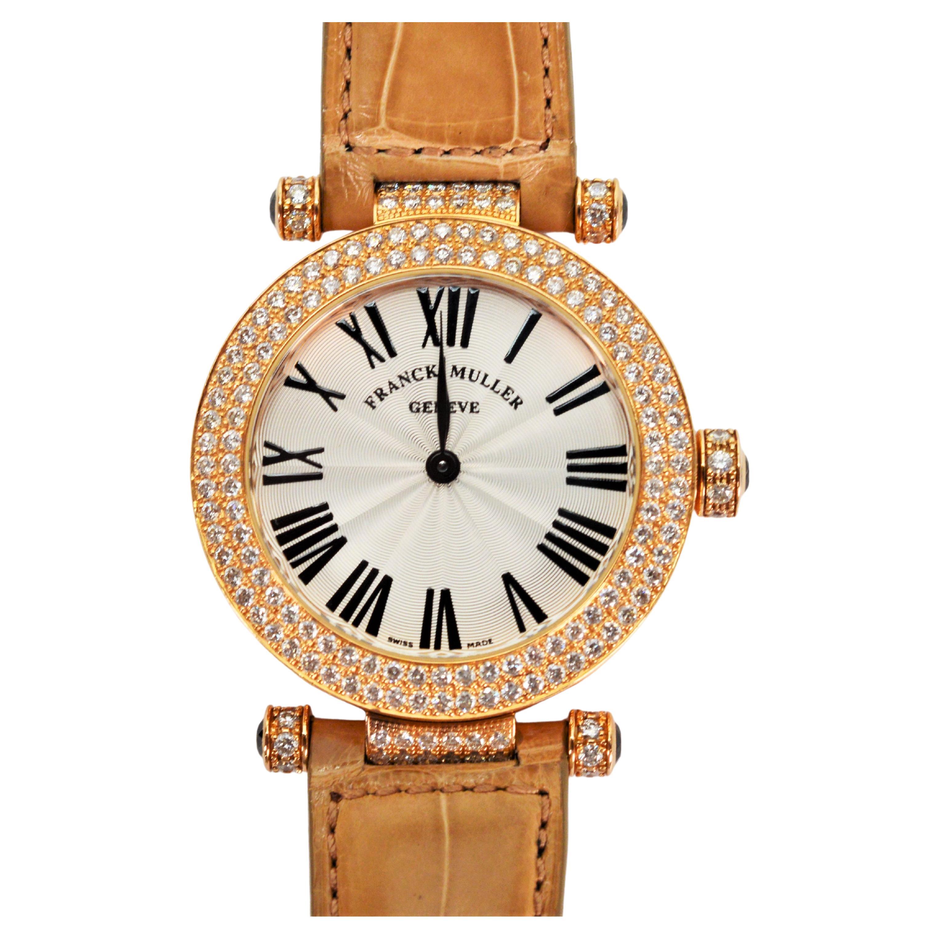 Franck Muller Montre-bracelet de luxe pour femme en or rose 18 carats et diamants avec boîte Neuf - En vente à Mount Kisco, NY