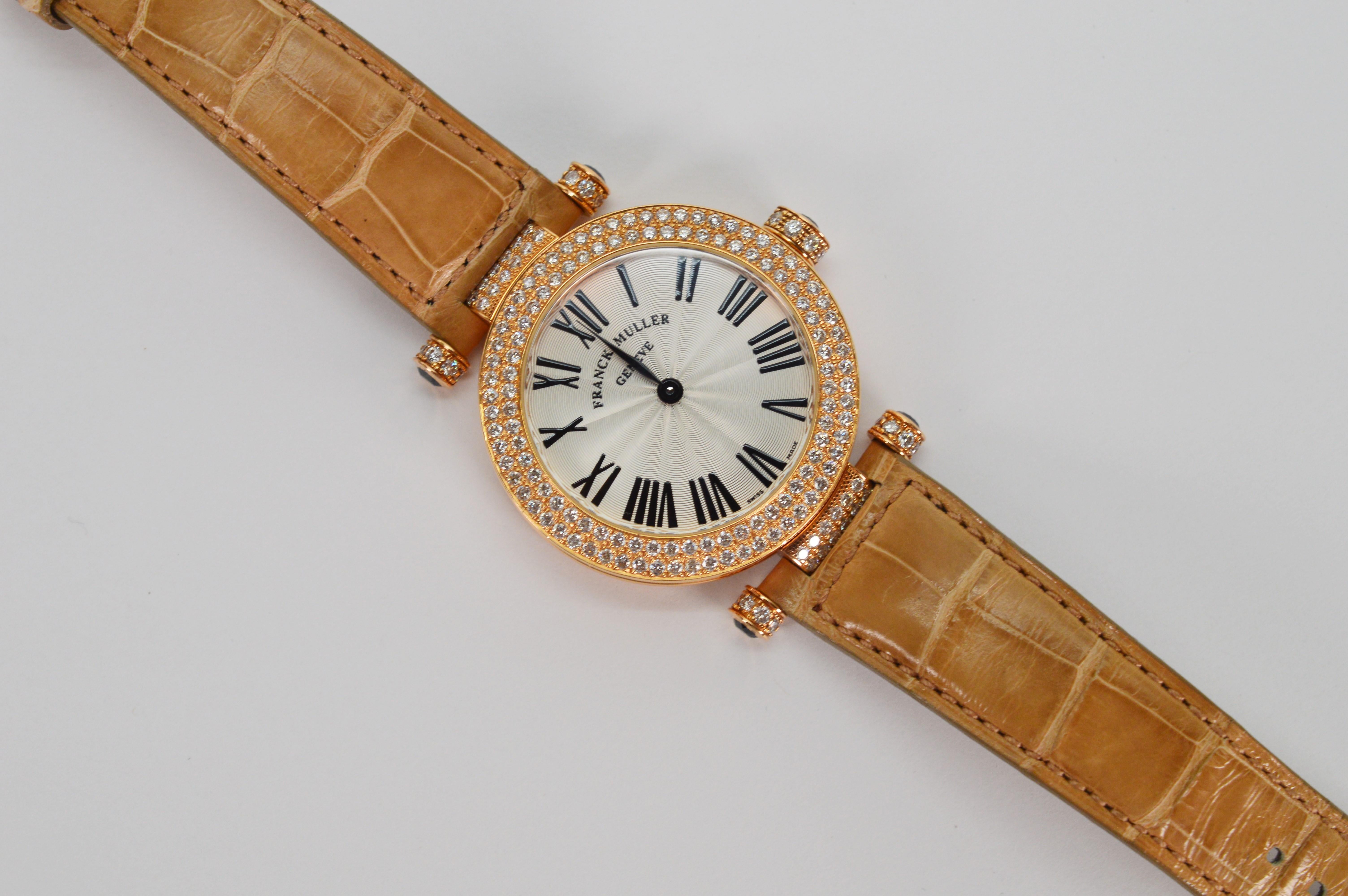 Franck Muller Montre-bracelet de luxe pour femme en or rose 18 carats et diamants avec boîte Pour femmes en vente