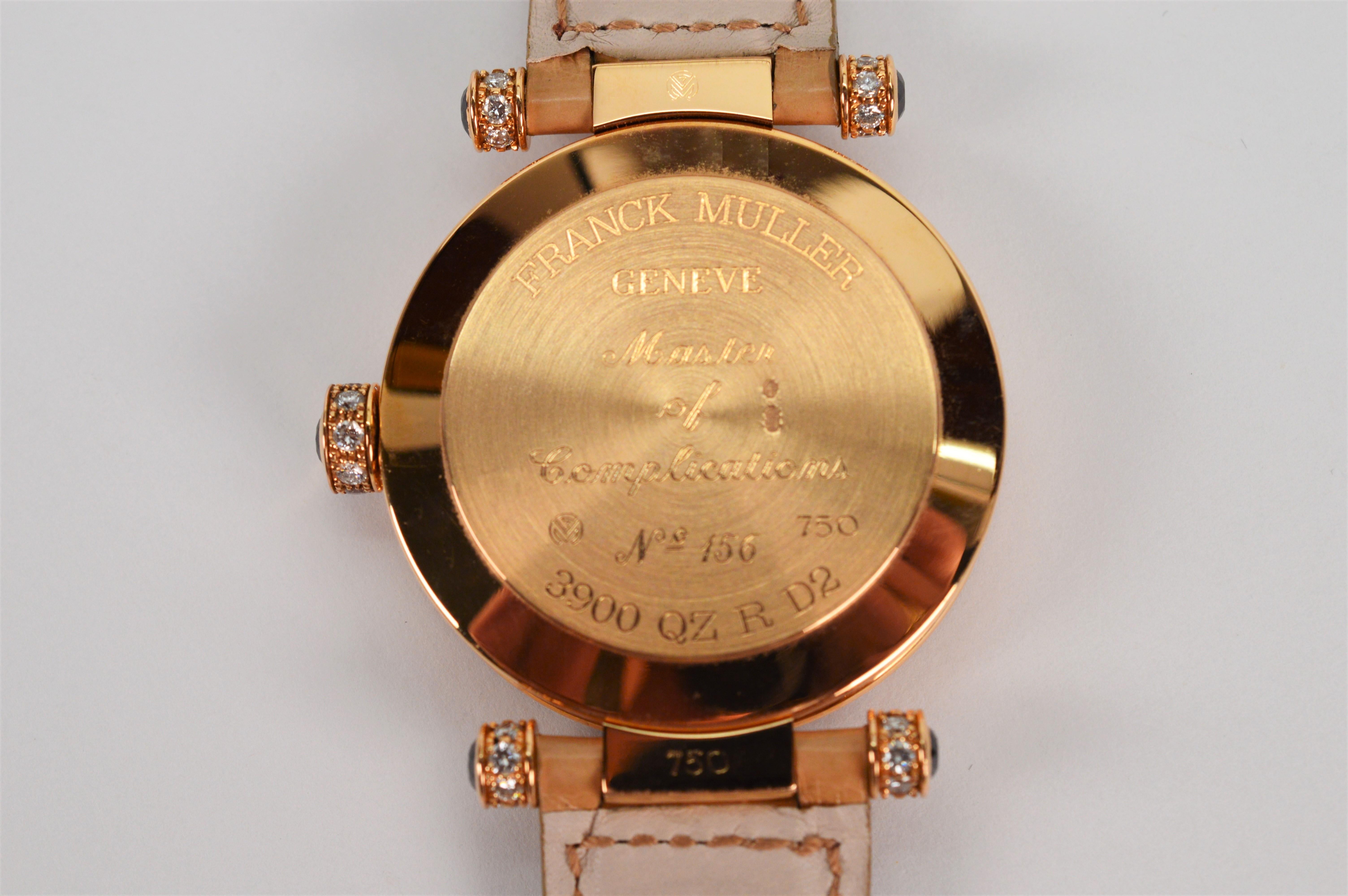 Franck Muller Montre-bracelet de luxe pour femme en or rose 18 carats et diamants avec boîte en vente 4