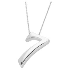 FRANCK MULLER 18K White Gold Talisman Number Pendant No.7 Necklace