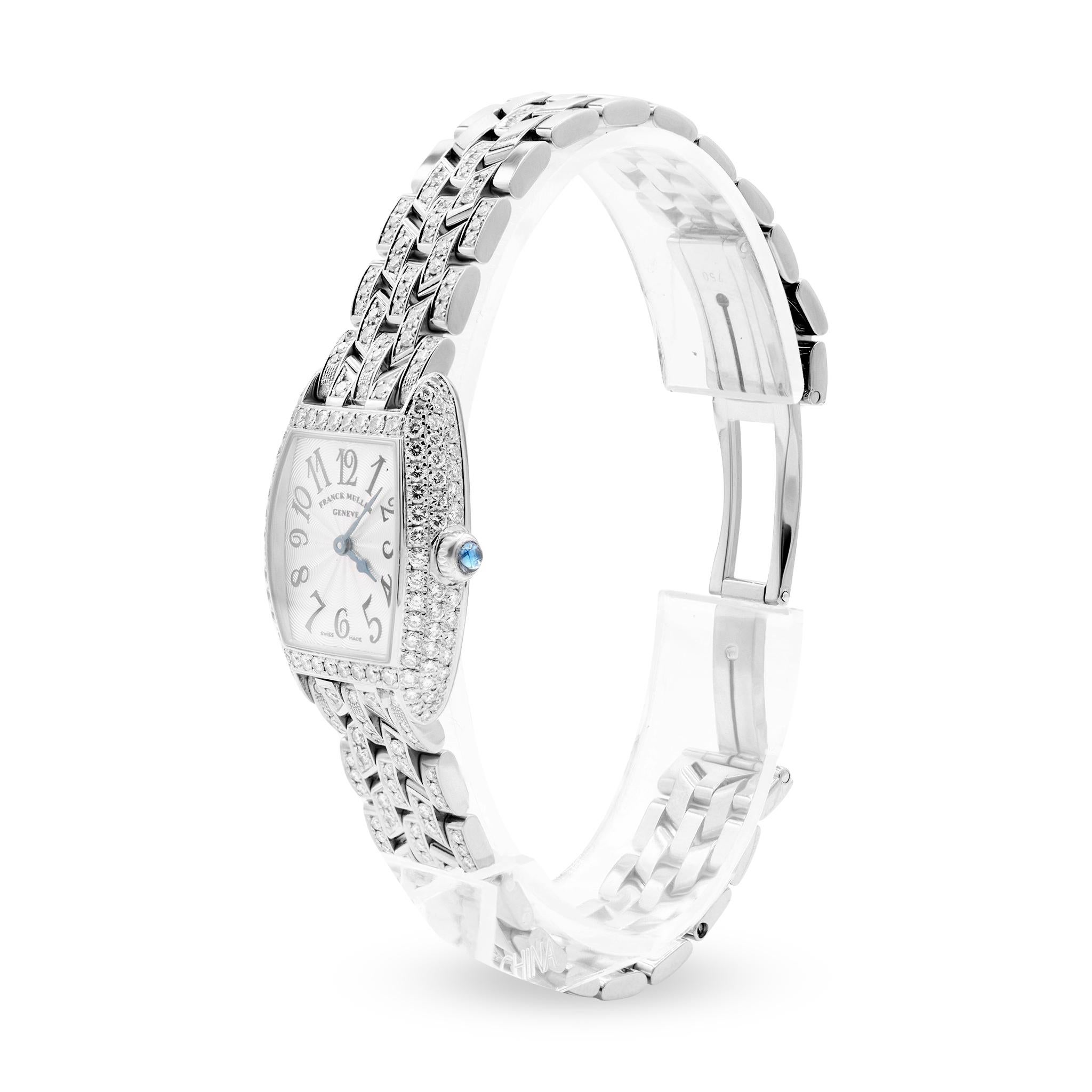 Franck Muller 2500QZD  Cintrée Curvex  Montre en or 18K White Factory Diamonds Excellent état à New York, NY