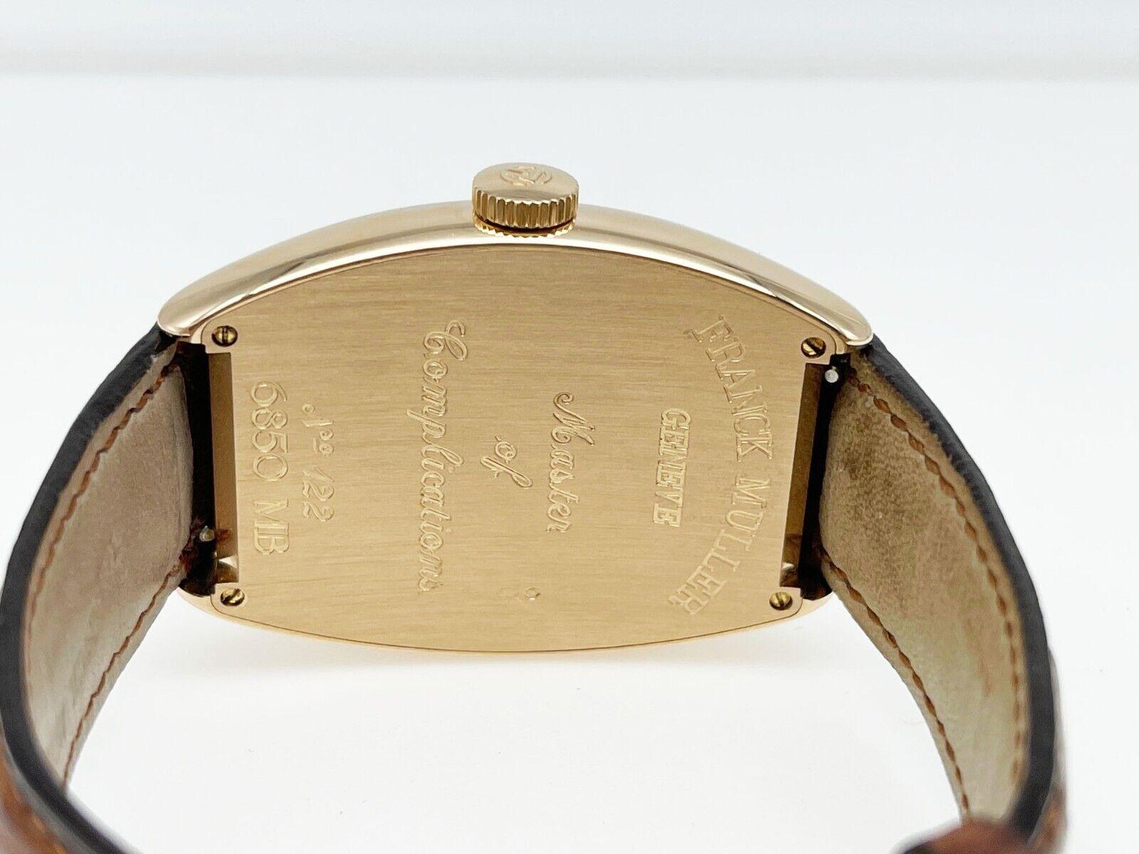 Franck Muller 6850 MB Master Banker Boîte de bracelet en cuir et or rose 18 carats en vente 2