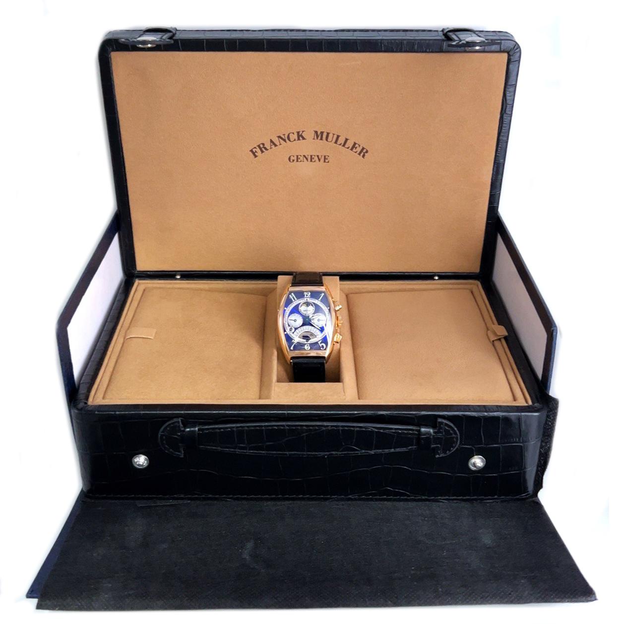Franck Muller 6850 QPE 46X34 calendrier perpétuel rare cadran bleu complet  Bon état - En vente à Los Angeles, CA