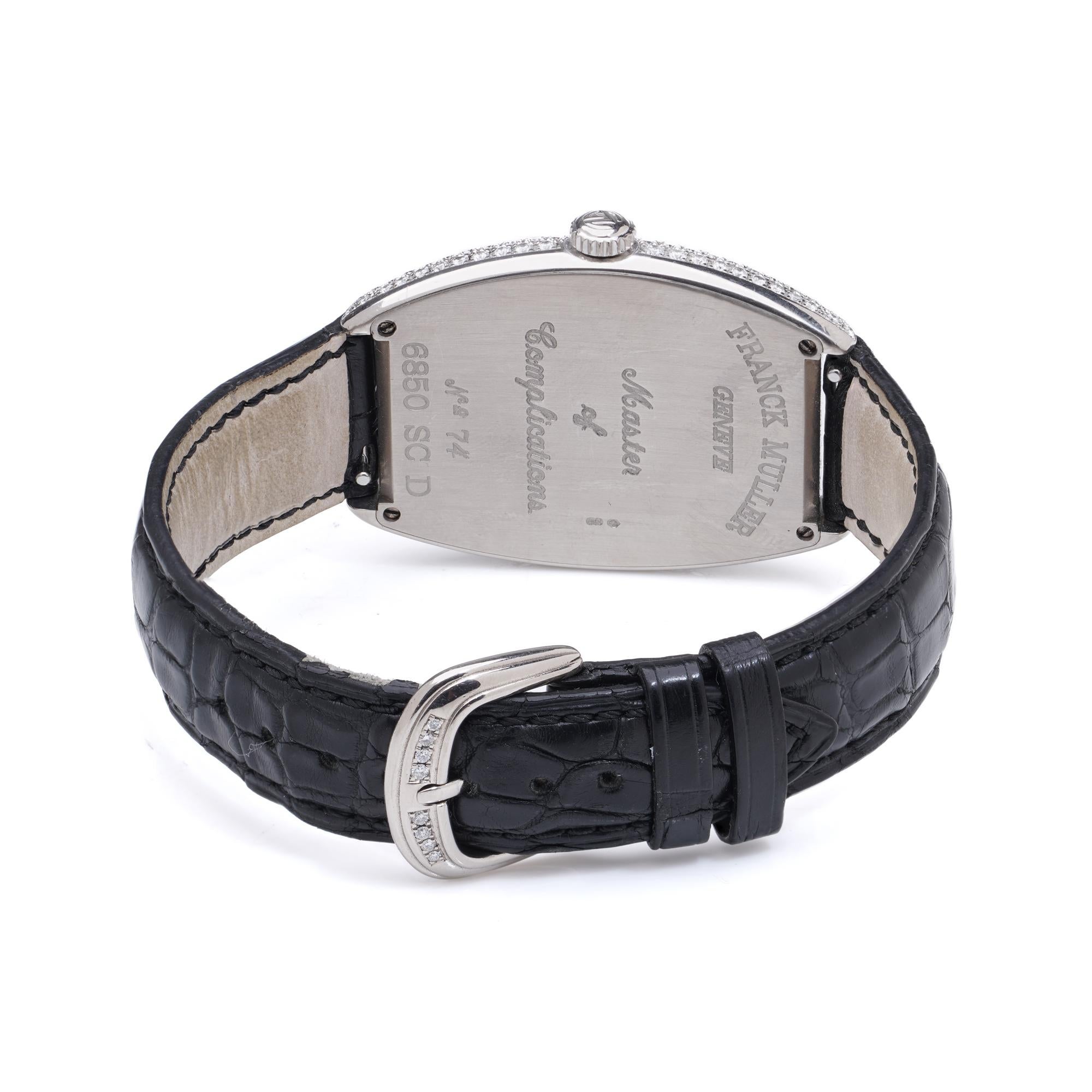 Franck Muller 6850 SC D - Or blanc 18kt avec lunette en diamant d'usine Unisexe en vente