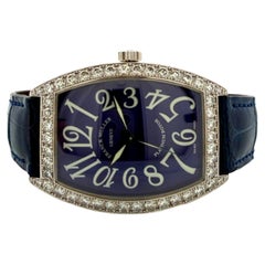 Franck Muller 6850 SC DP Diamond Dial Watch Blue Strap Automatic Platinum Rotor