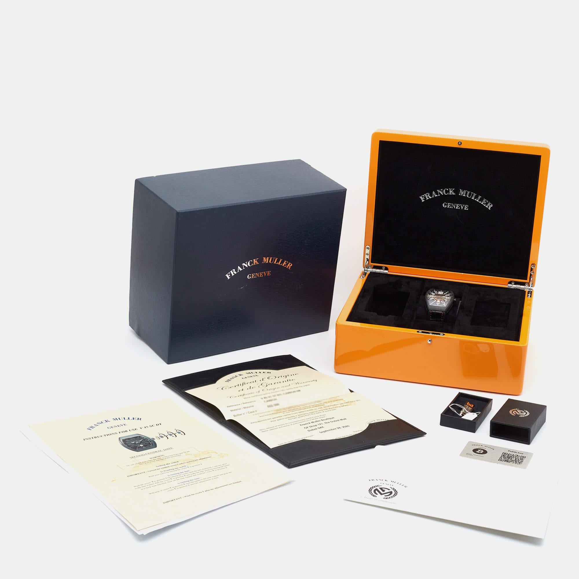 Franck Muller Black Carbon Alligator Vanguard Encrypto V45SVDTBTC Men's Wristwat 7
