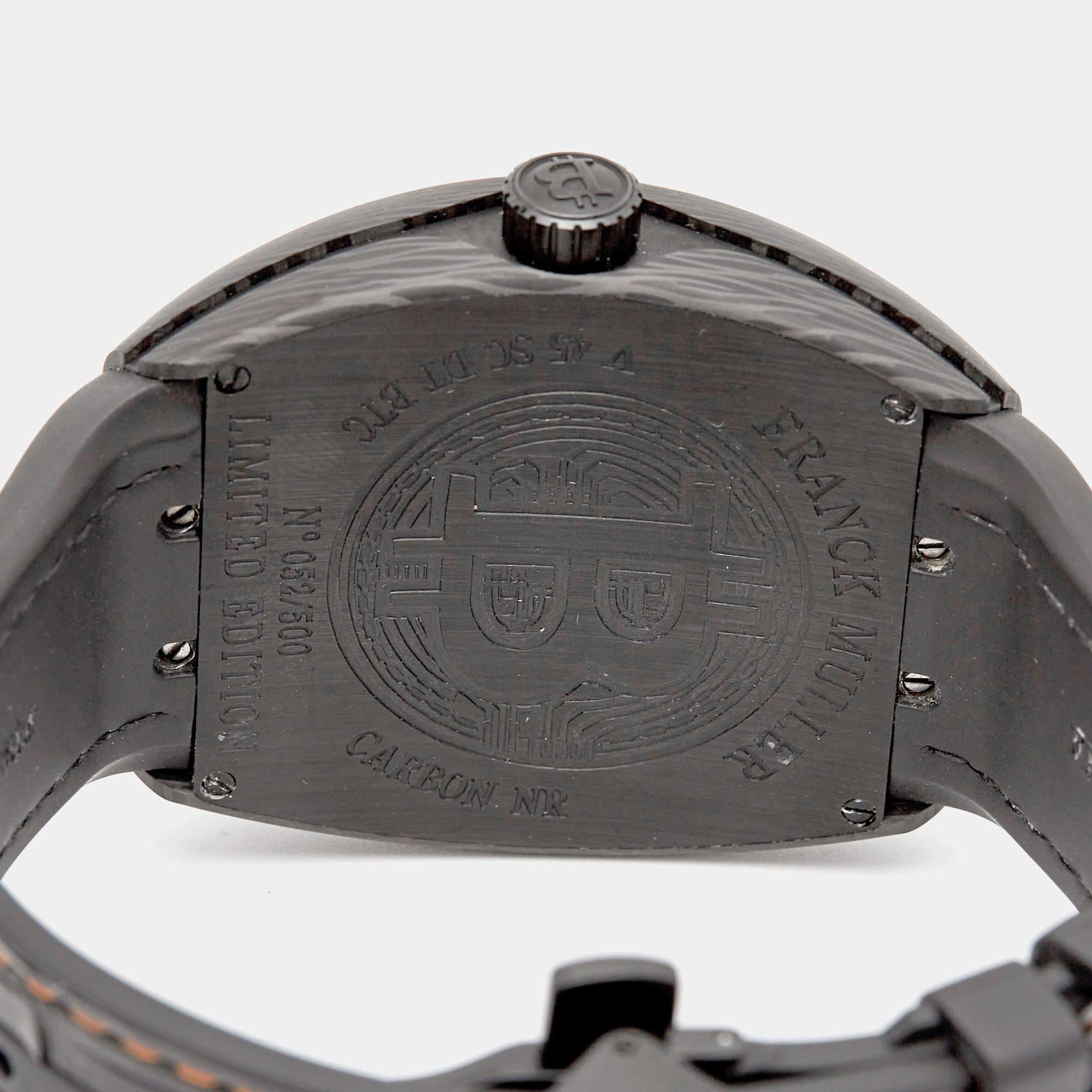 Franck Muller Black Carbon Alligator Vanguard Encrypto V45SVDTBTC Men's Wristwat 5