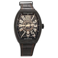 Used Franck Muller Black Carbon Alligator Vanguard Encrypto V45SVDTBTC Men's Wristwat