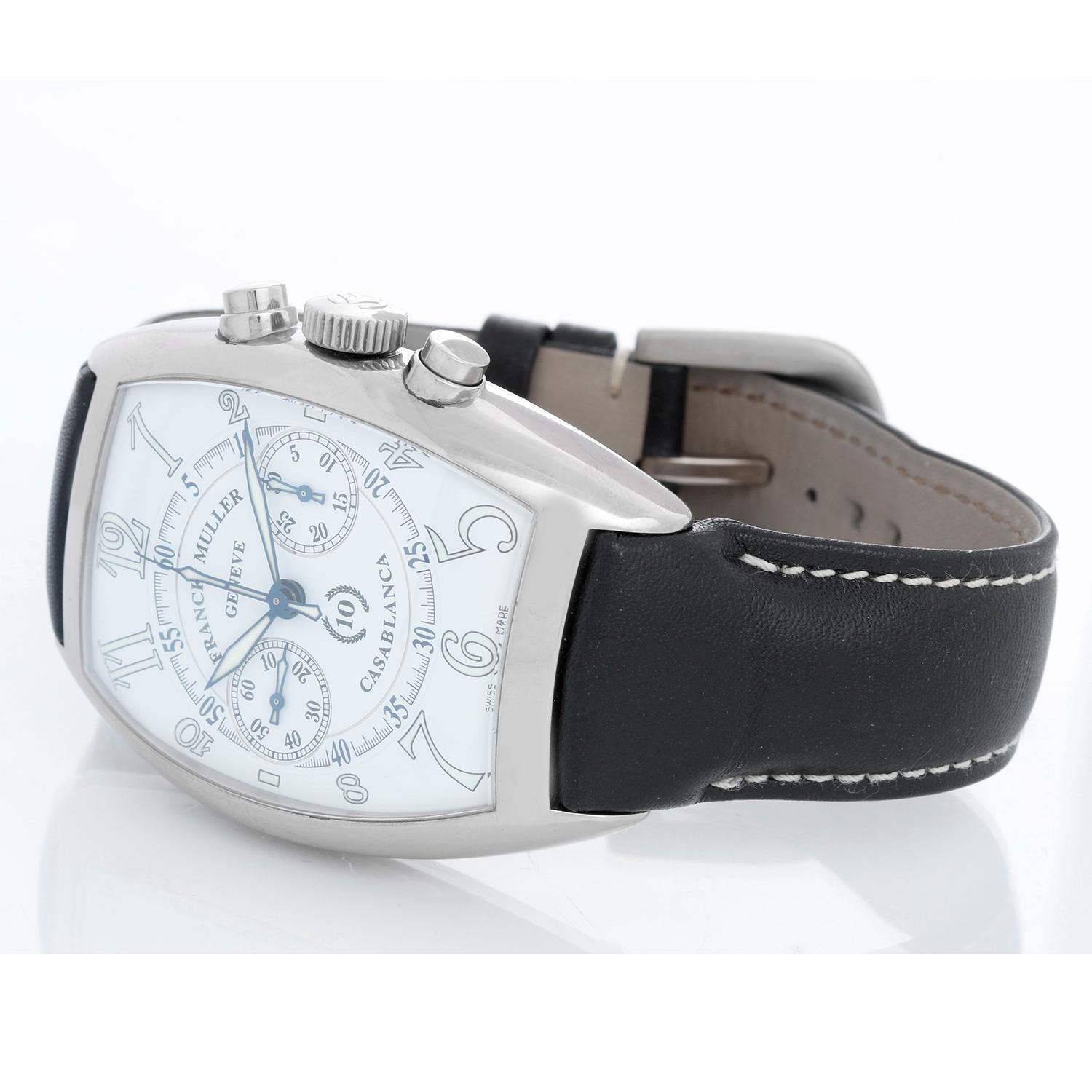 Franck Muller Casablanca 10th Anniversary 18K White Gold Orologio da Uomo Ref 8885 - Carica automatica; vetro zaffiro. Cassa tonneau in oro bianco 18 carati (39 x 55 mm). Quadrante in oro bianco 18 carati con  Numeri arabi luminosi bianchi, due