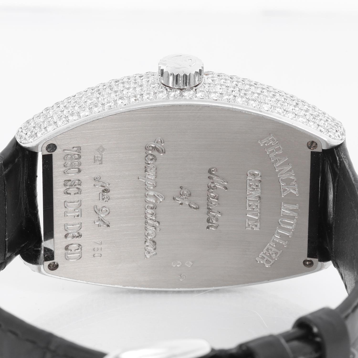 Franck Muller Casablanca 18K White Gold Diamond Watch 7880 SC DT D6 CD In Excellent Condition For Sale In Dallas, TX
