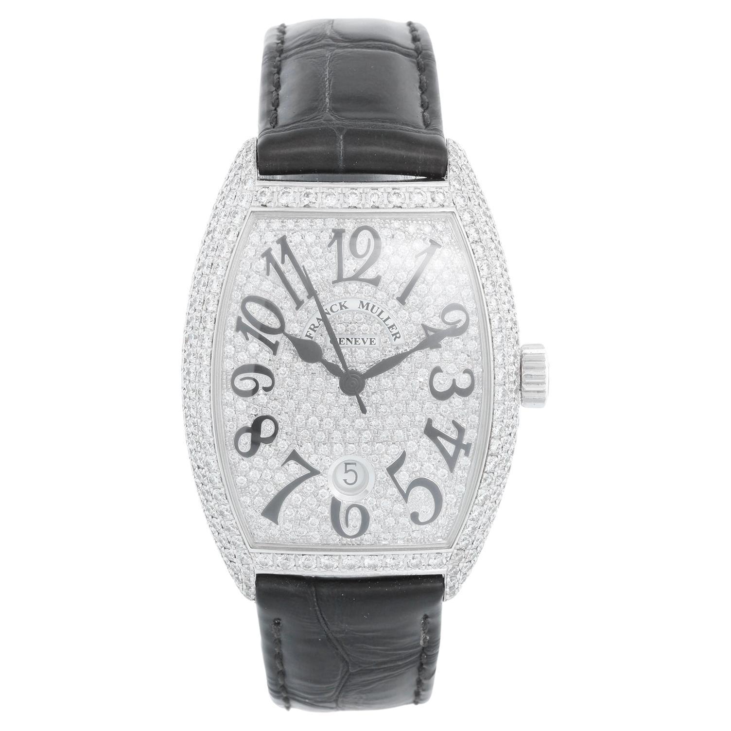 Franck Muller Casablanca 18K White Gold Diamond Watch 7880 SC DT D6 CD For Sale