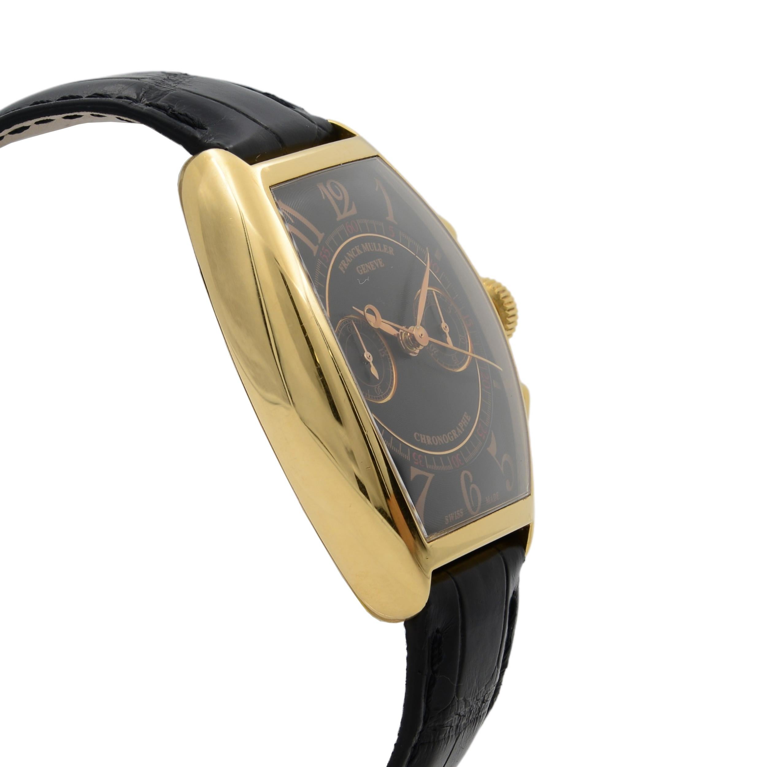 Franck Muller Montre Homme Casablanca Or Jaune 18K Cadran Noir Remontage Manuel 5850 CC Excellent état à New York, NY