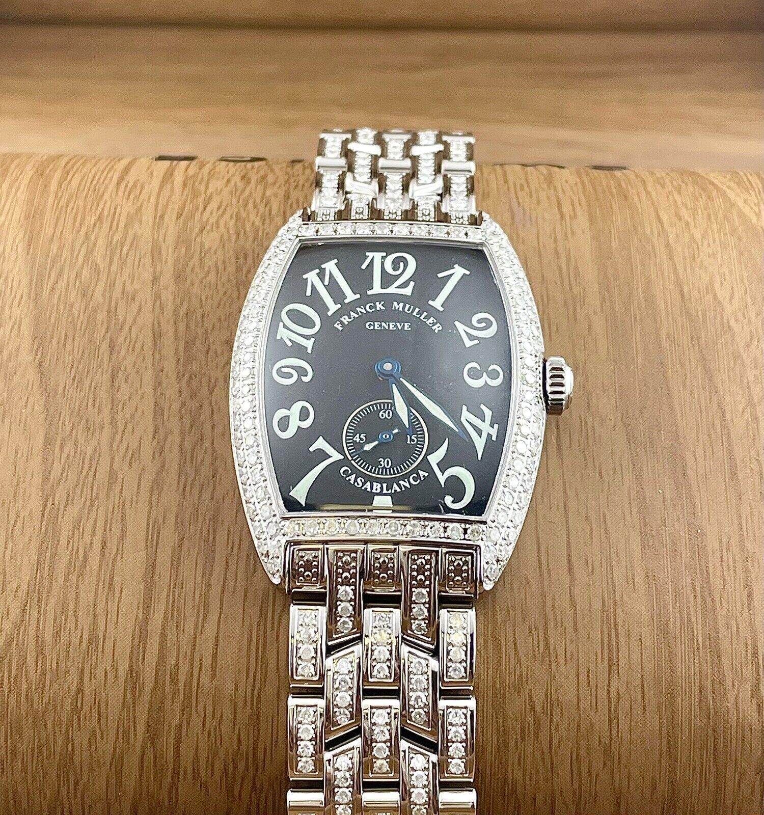 Franck Muller Casablanca 29mm Custom Iced Out w/4ct Diamonds Watch Ref 7502S6 In Good Condition For Sale In Pleasanton, CA