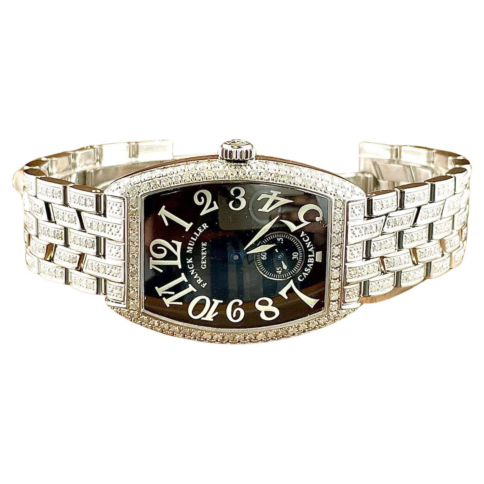 Franck Muller Casablanca 29mm Custom Iced Out w/4ct Diamonds Watch Ref 7502S6 For Sale