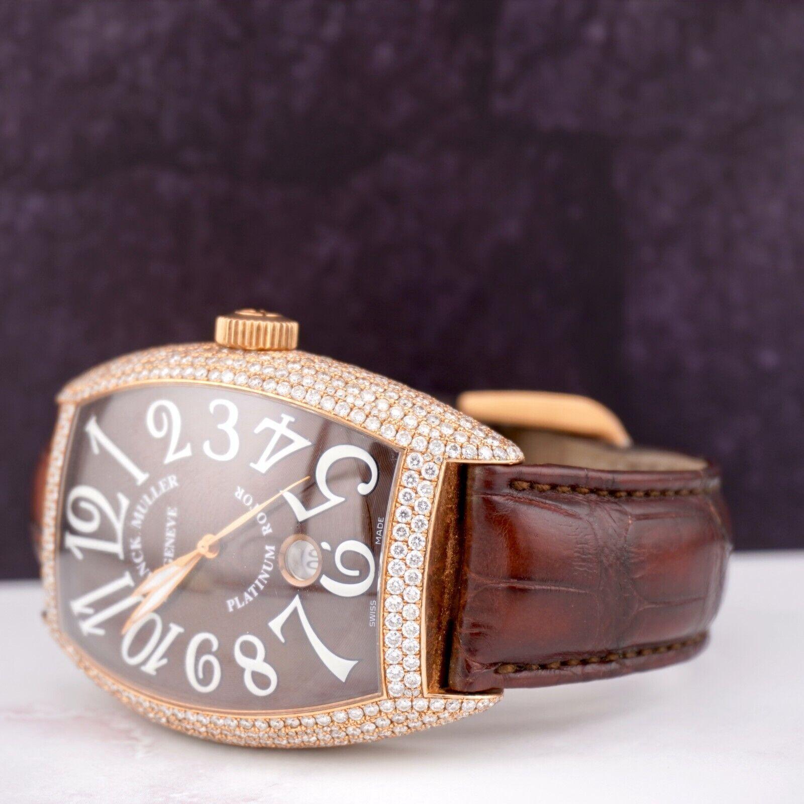 Modern Franck Muller Casablanca Jumbo 39x47mm 18k Rose Gold 12ct Diamond Men's Watch