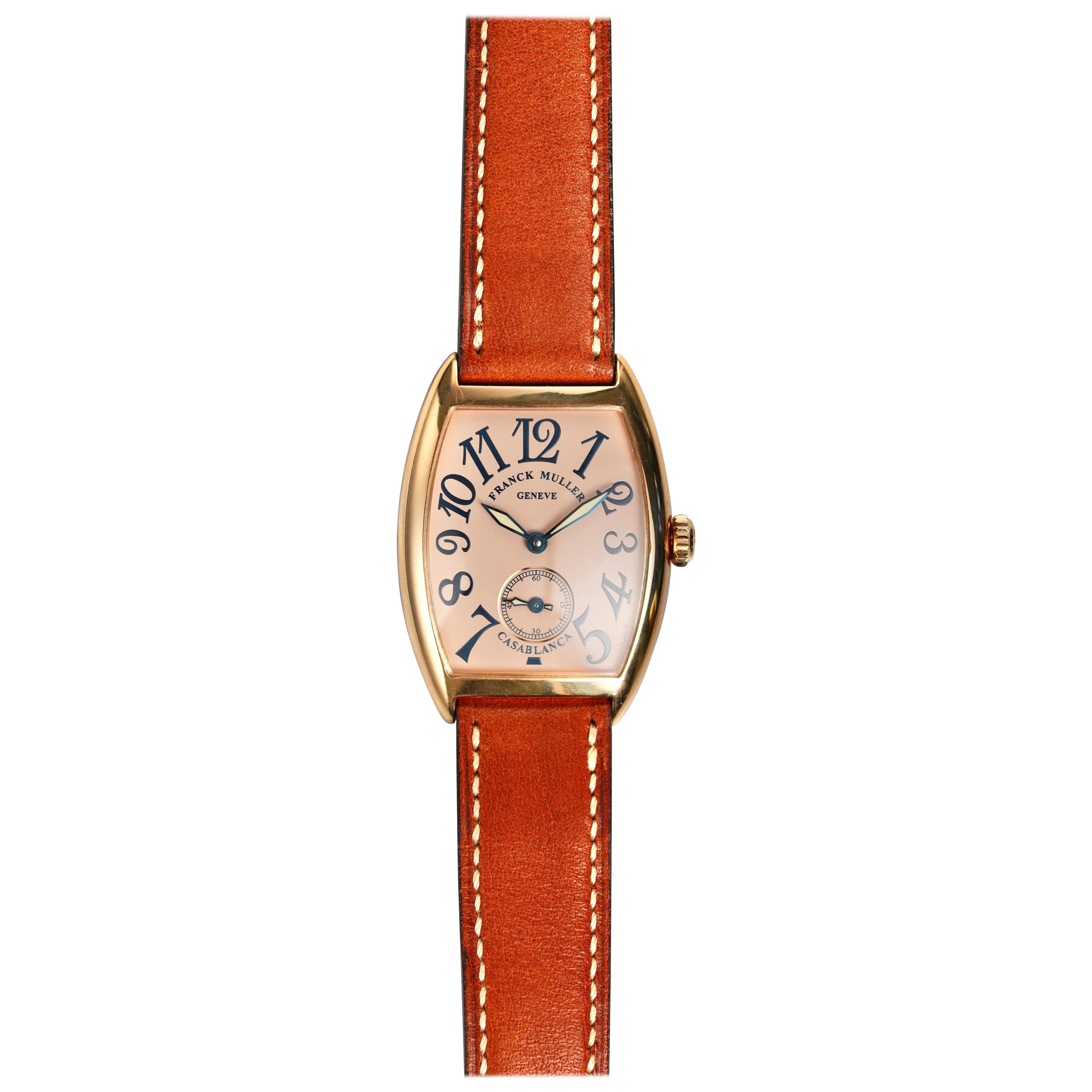 Reloj Franck Muller Casablanca de oro rosa con esfera salmón, años 2000 en venta